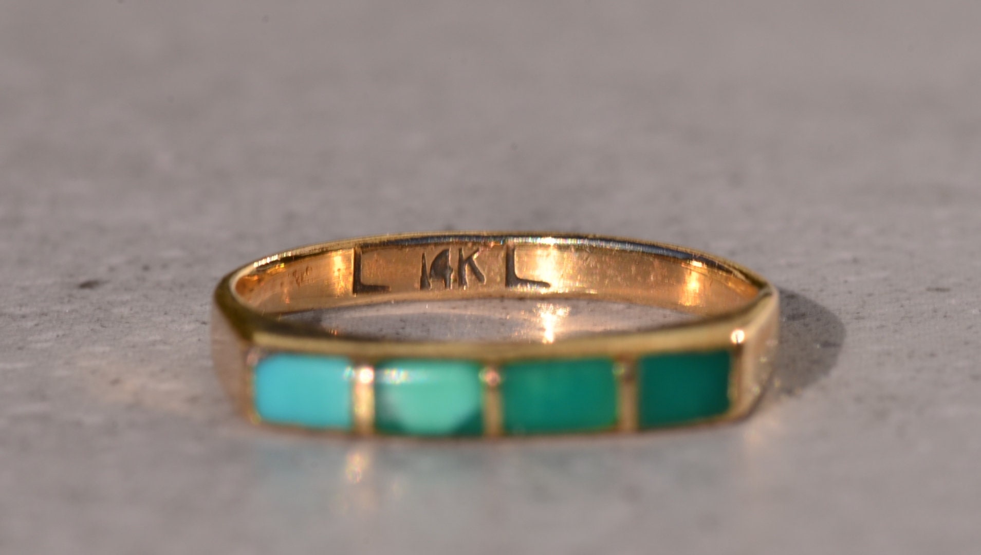 SOLD - The Lavonne: Lavonne Lalio Signed Turquoise Band in Yellow Gold - Image 8