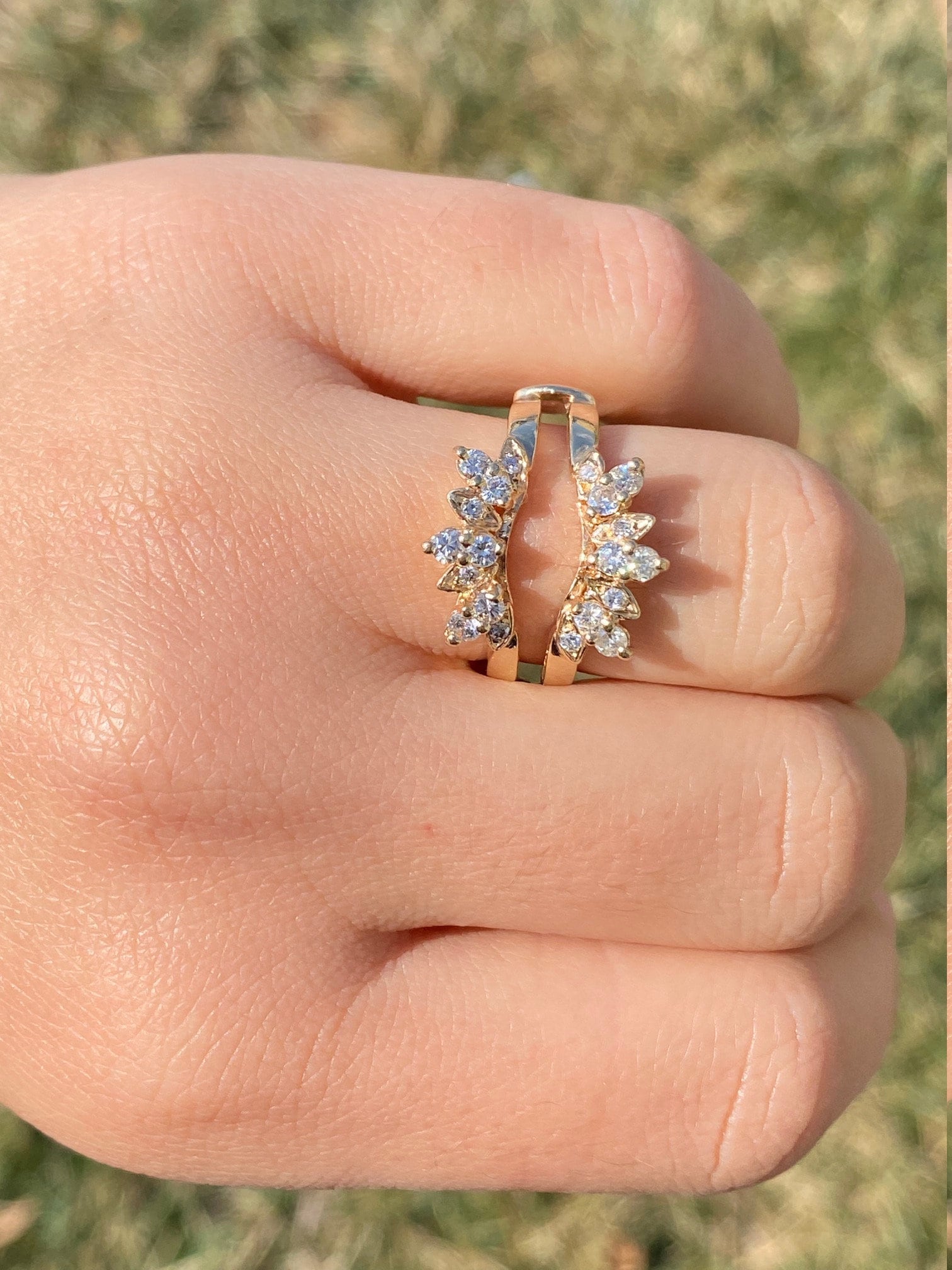 The Love Jacket: Yellow Gold Jacket Style Band in Eyelash Style Motif - Image 9