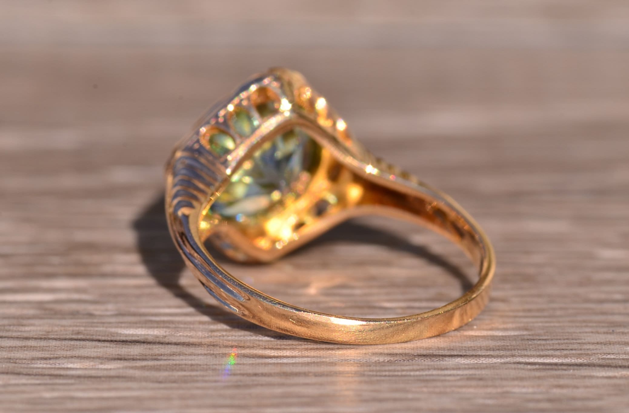 SOLD - The Pacific Beach: Antique Filigree Engagement Ring set with Natural Blue Zircon - Image 4