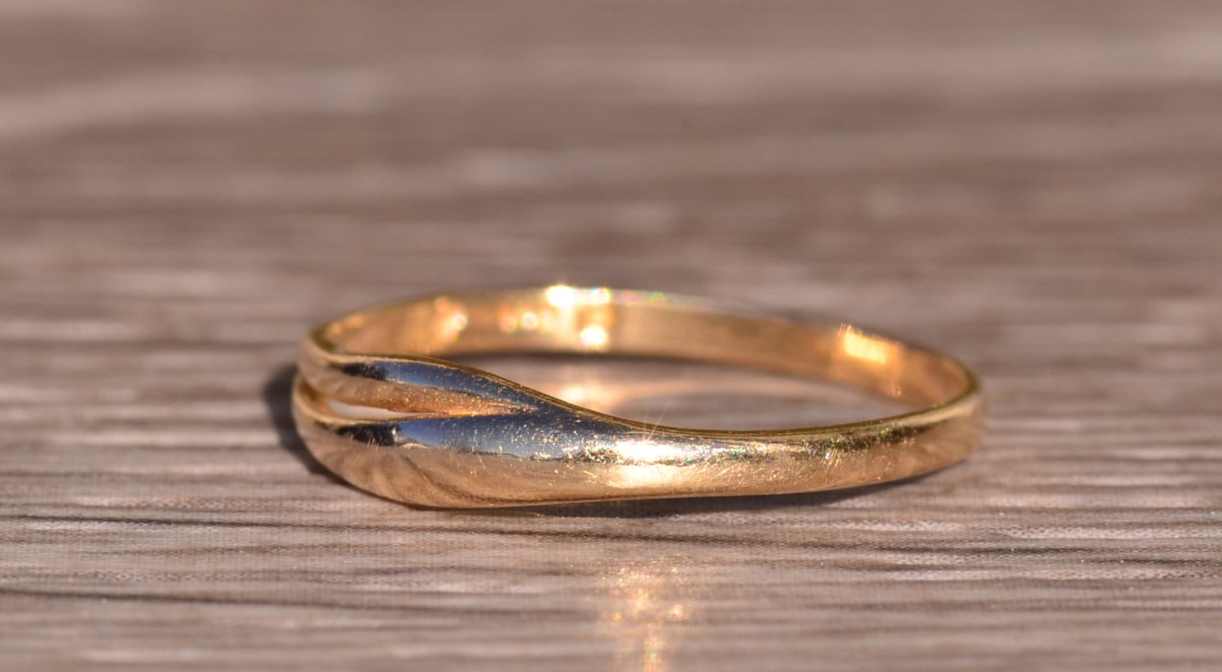 SOLD - The Mira Mesa: Yellow Gold Petite Hug Ring - Image 3