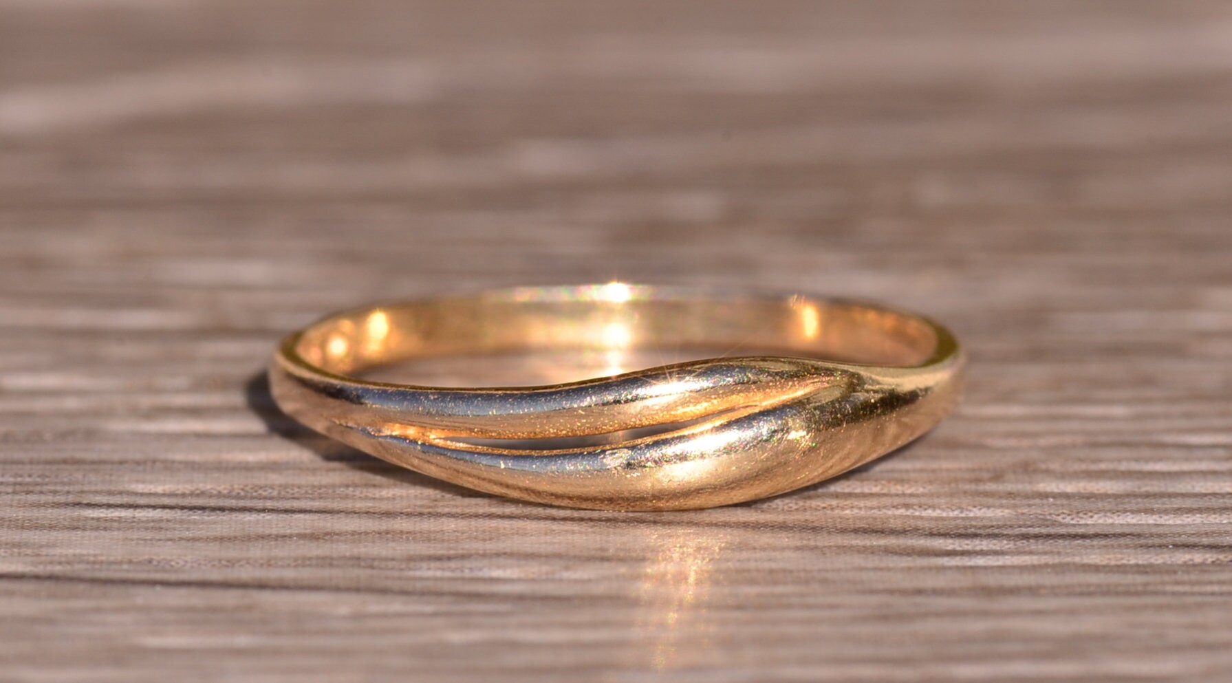 SOLD - The Mira Mesa: Yellow Gold Petite Hug Ring - Image 6