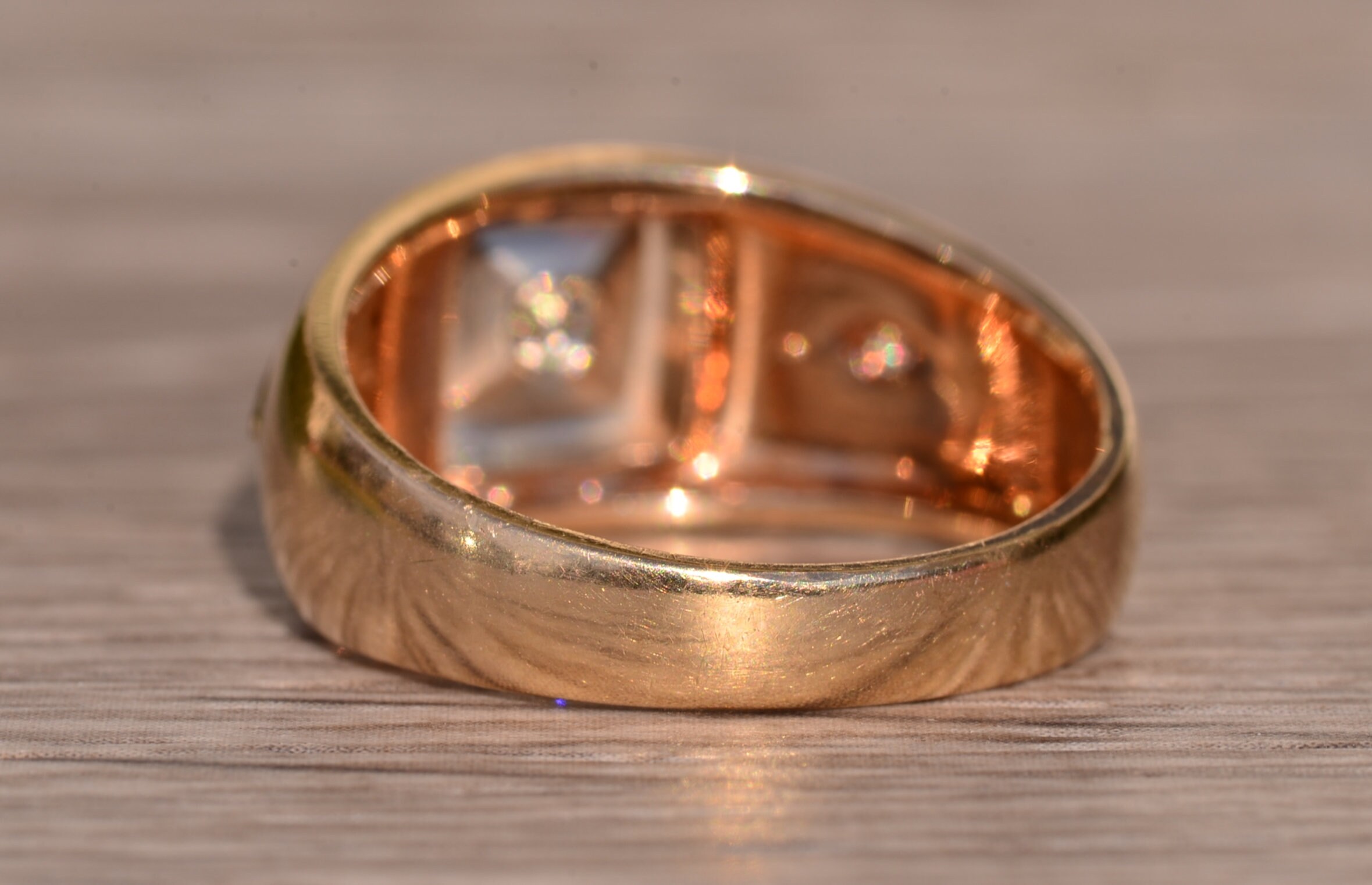 The Euclan: Gentleman's Antique Cocktail Ring with Diamonds - Image 4