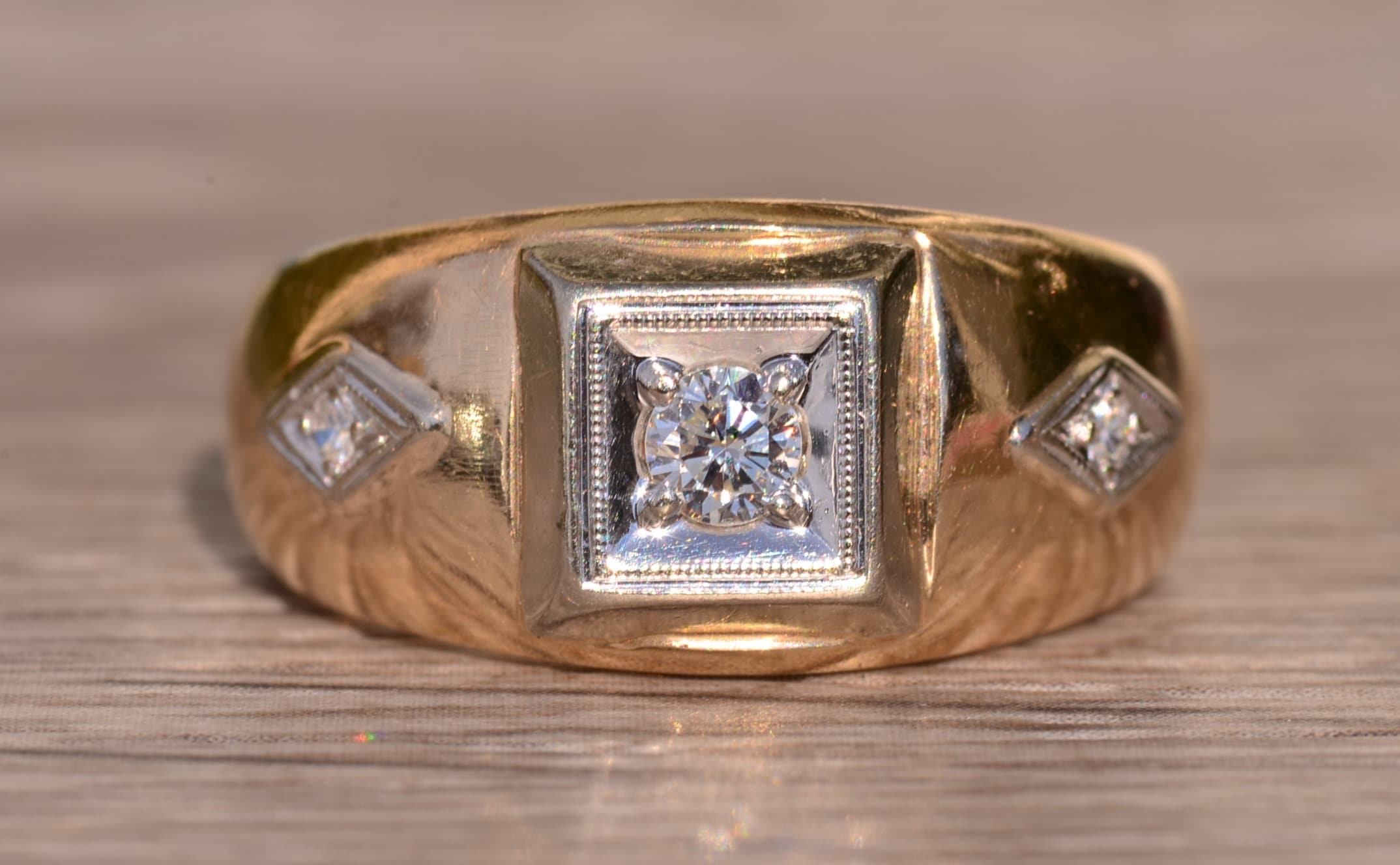 The Euclan: Gentleman's Antique Cocktail Ring with Diamonds - Image 8