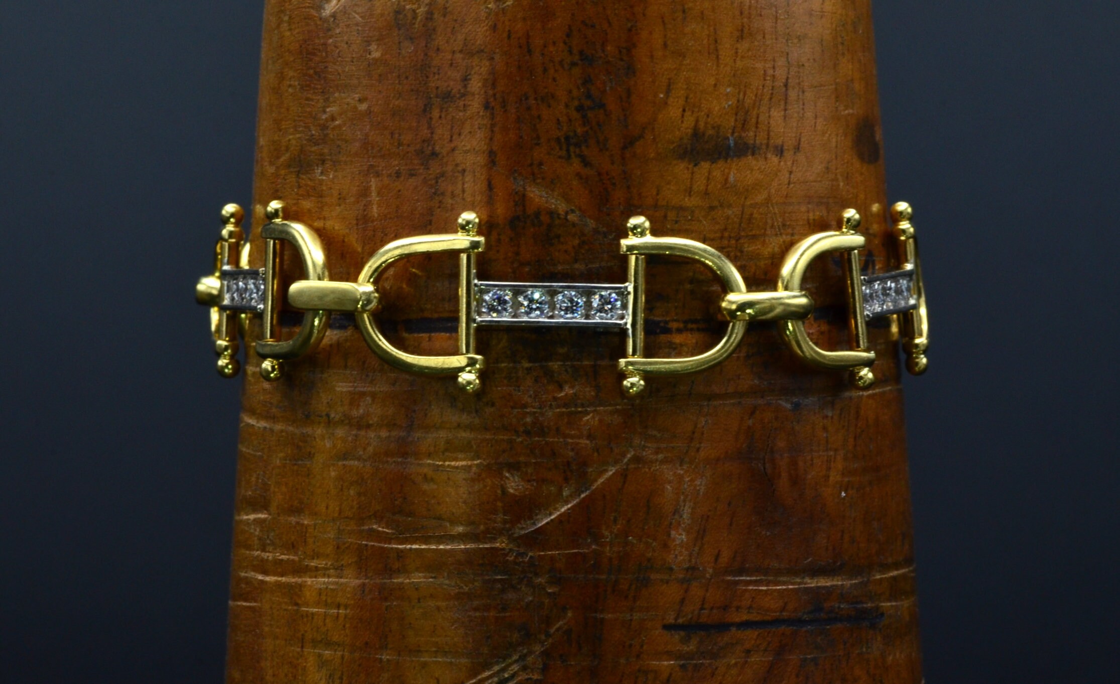 The Monarch Beach: Two Tone Horse Bit Bracelet With Diamonds - Image 3