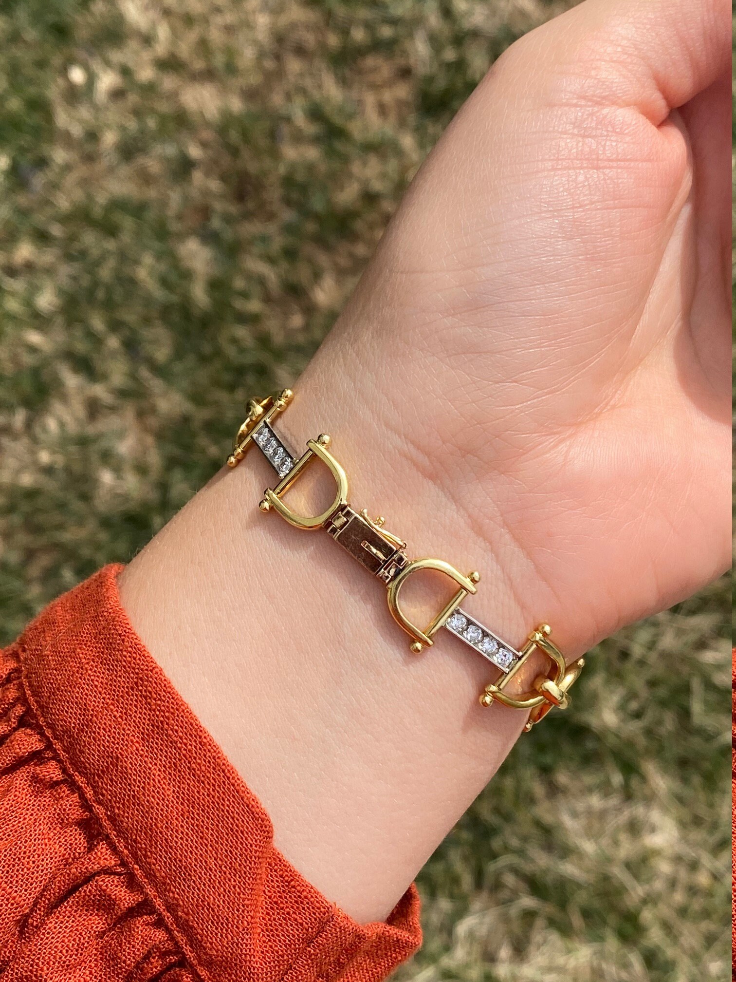 The Monarch Beach: Two Tone Horse Bit Bracelet With Diamonds - Image 10