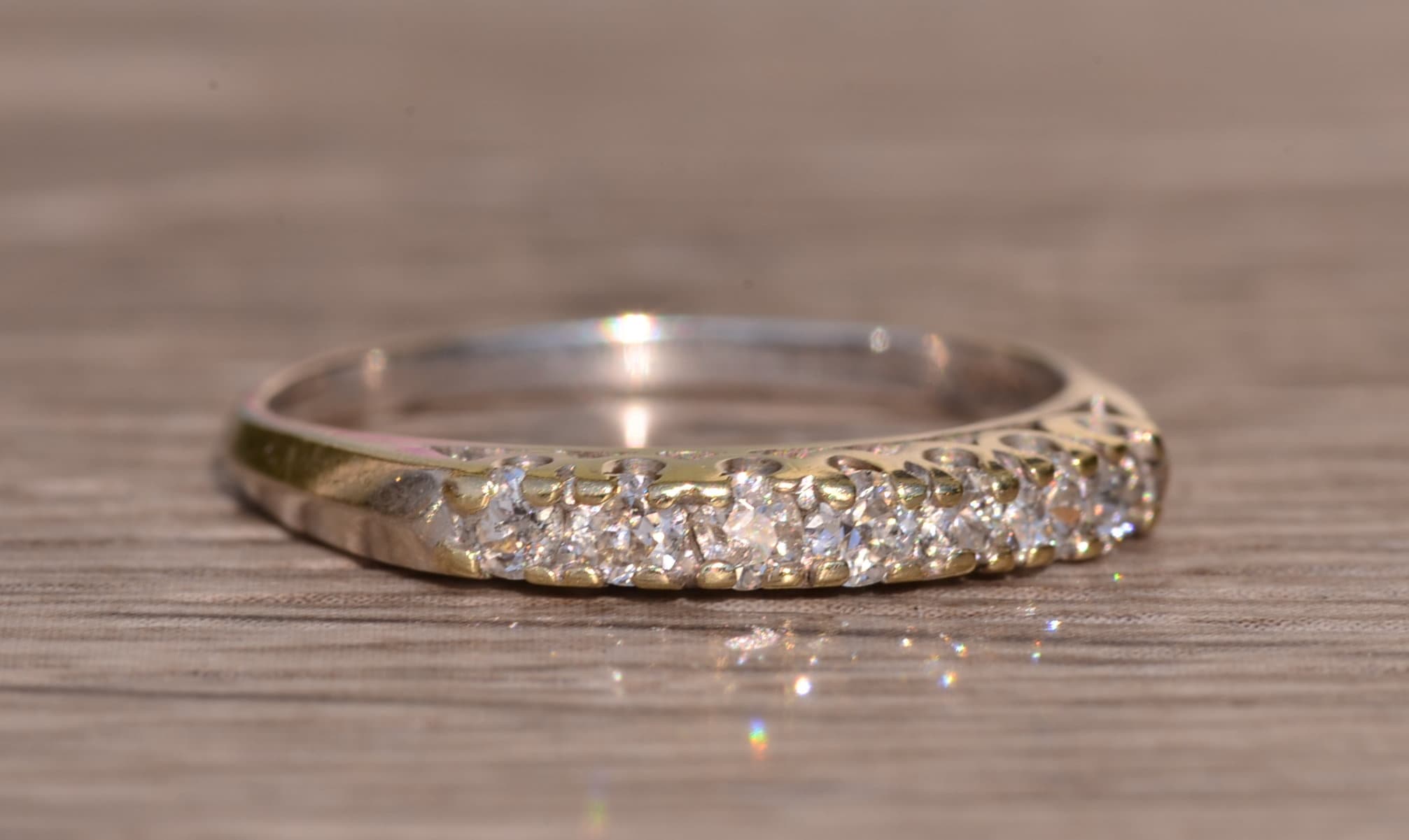SOLD - The Hazelton: Antique White Gold and Diamond Band - Image 6