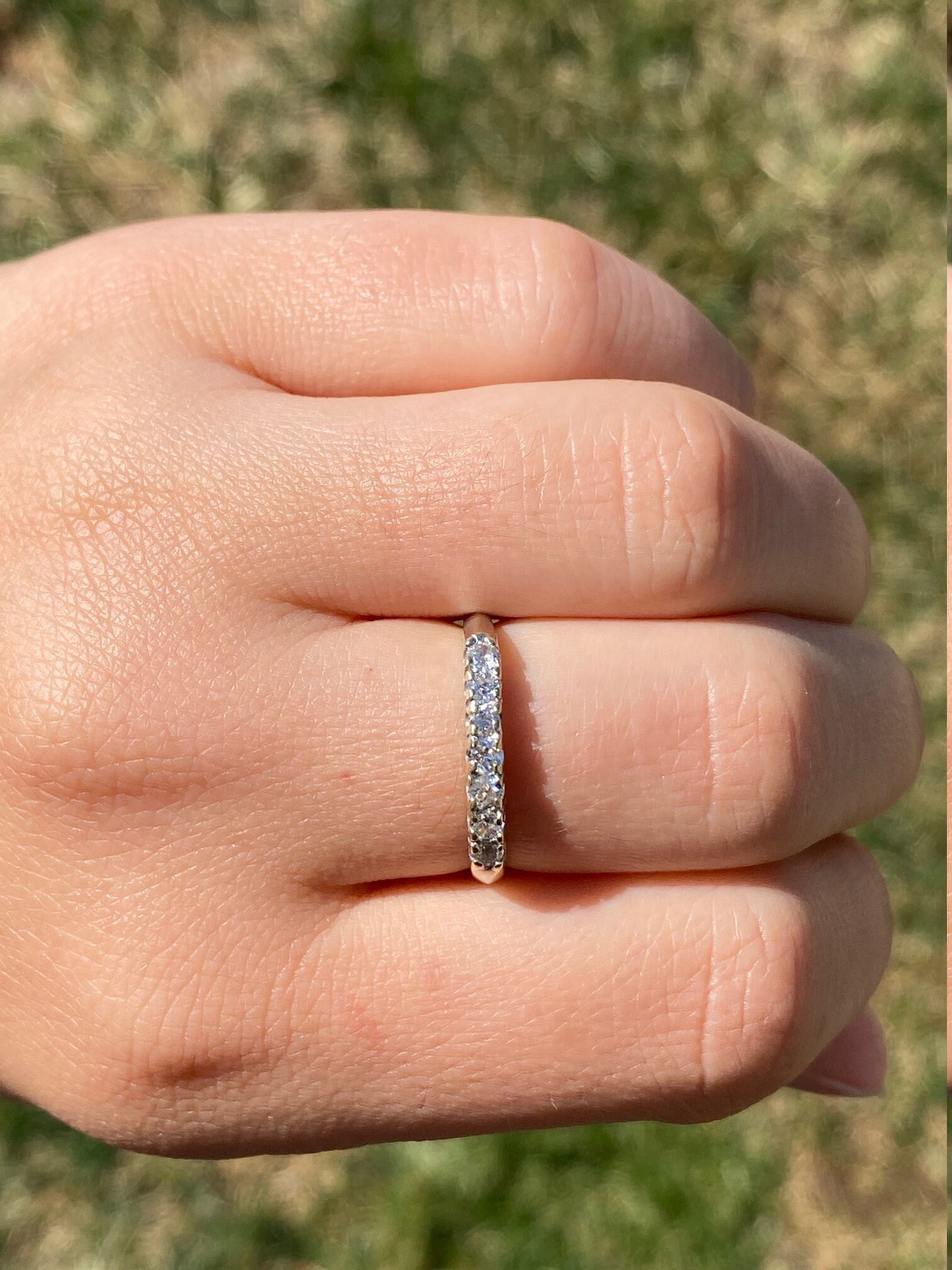 SOLD - The Hazelton: Antique White Gold and Diamond Band - Image 10