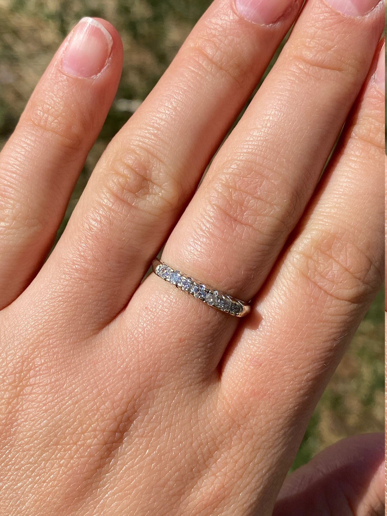SOLD - The Hazelton: Antique White Gold and Diamond Band - Image 8