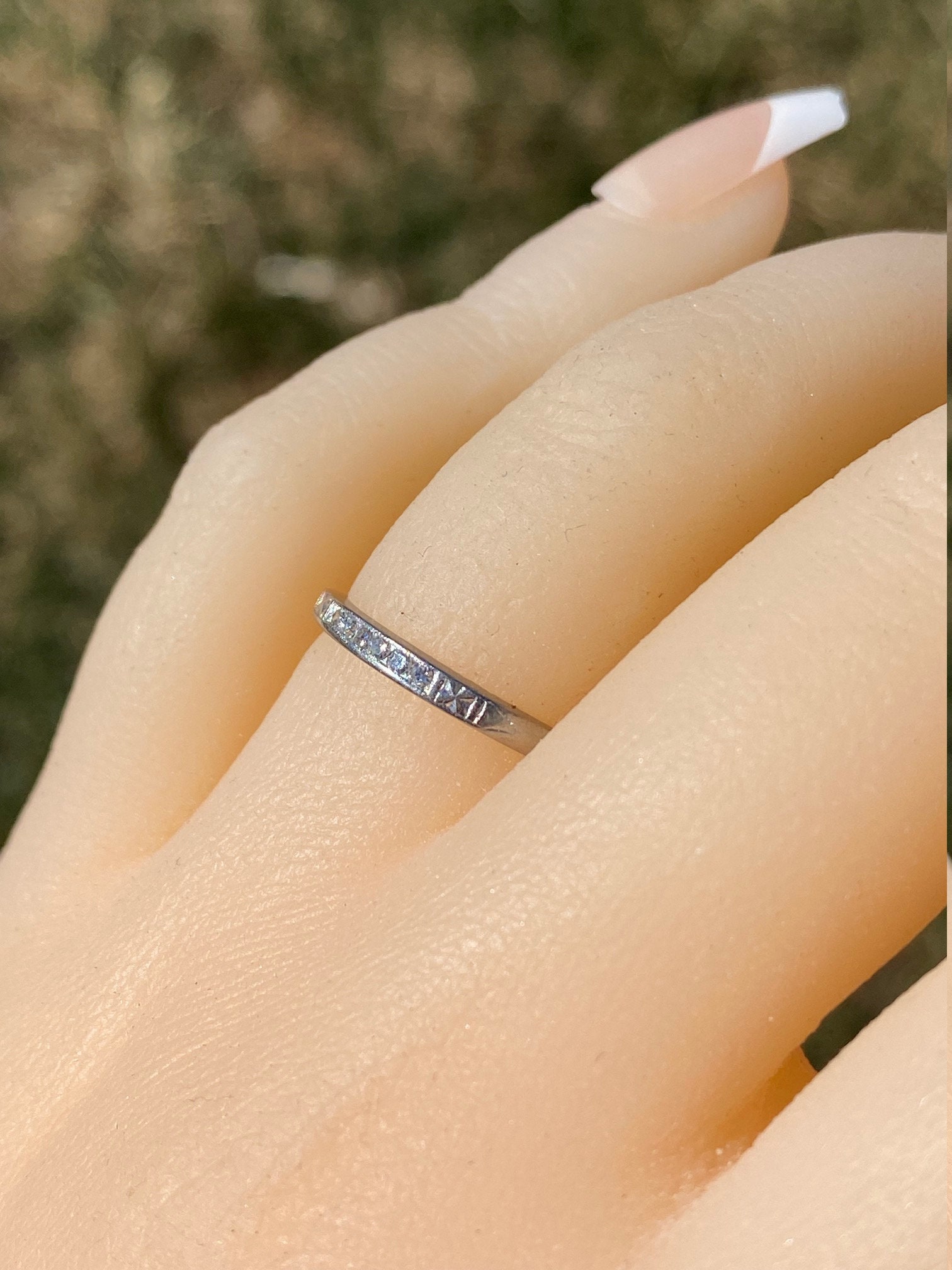 SOLD - The Danville: Antique Palladium and Diamond Stackable Ring Circa 1944 - Image 10