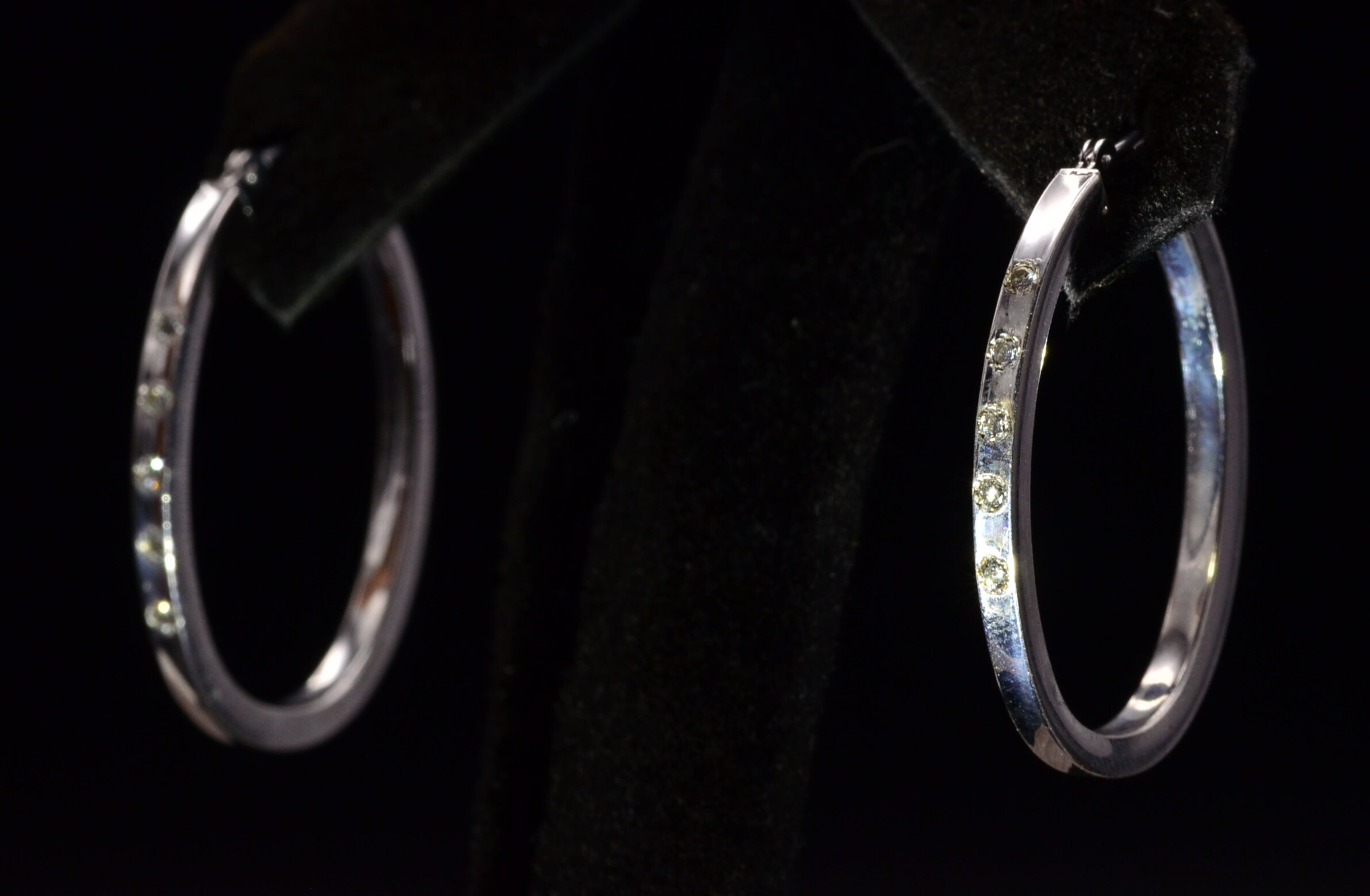 SOLD - The Bueno Park: White Gold Diamond Hoop Earrings - Image 3