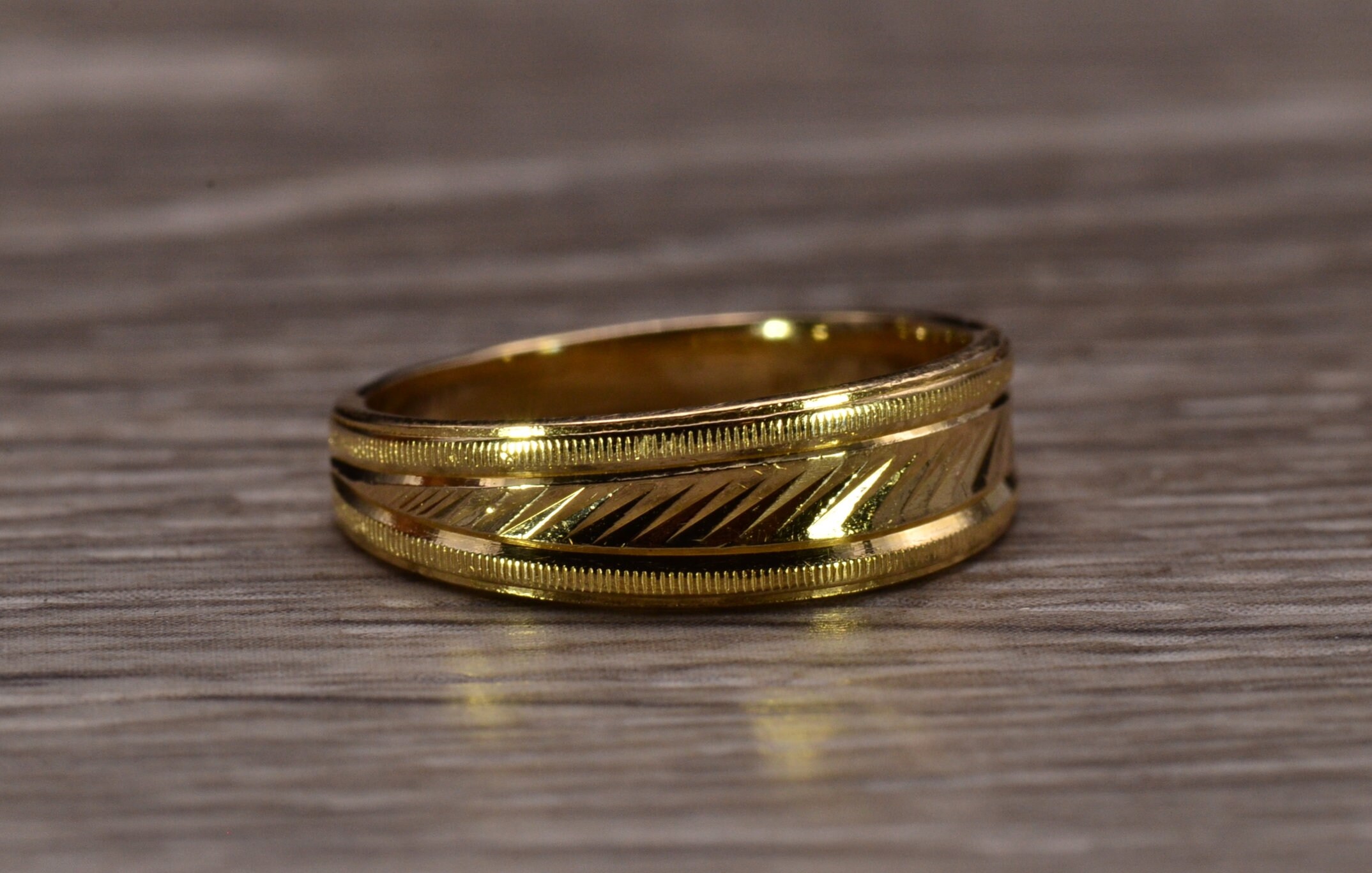 SOLD - The El Monte: Diamond Cut Faceted Band in Yellow Gold - Image 6