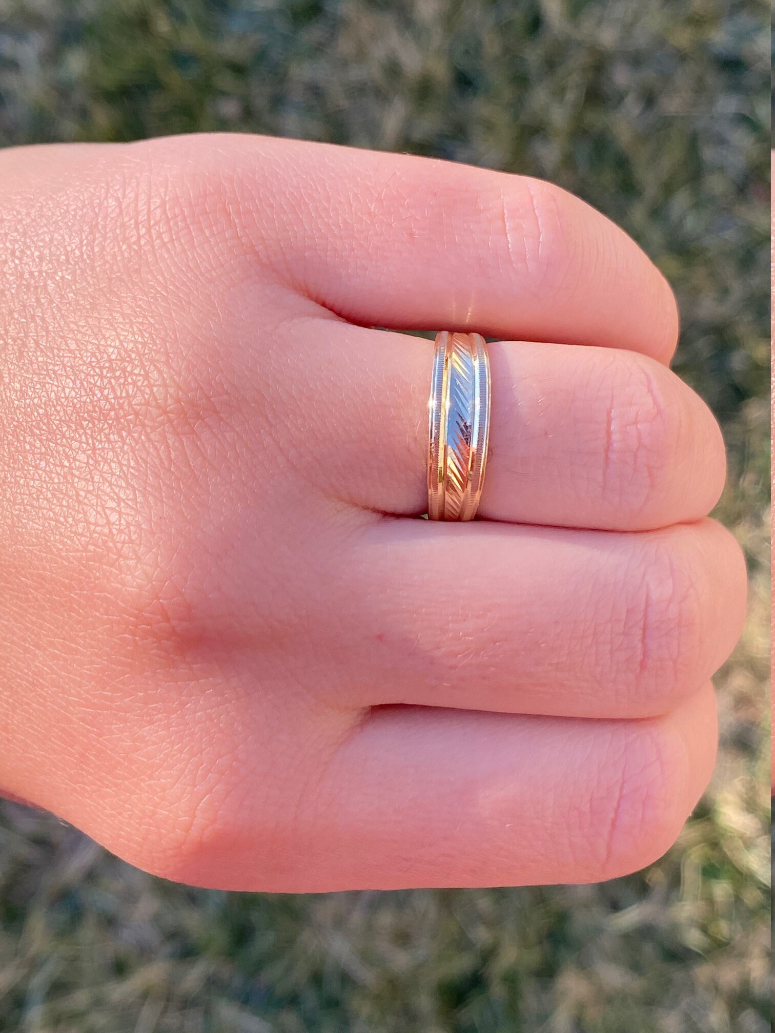 SOLD - The El Monte: Diamond Cut Faceted Band in Yellow Gold - Image 10