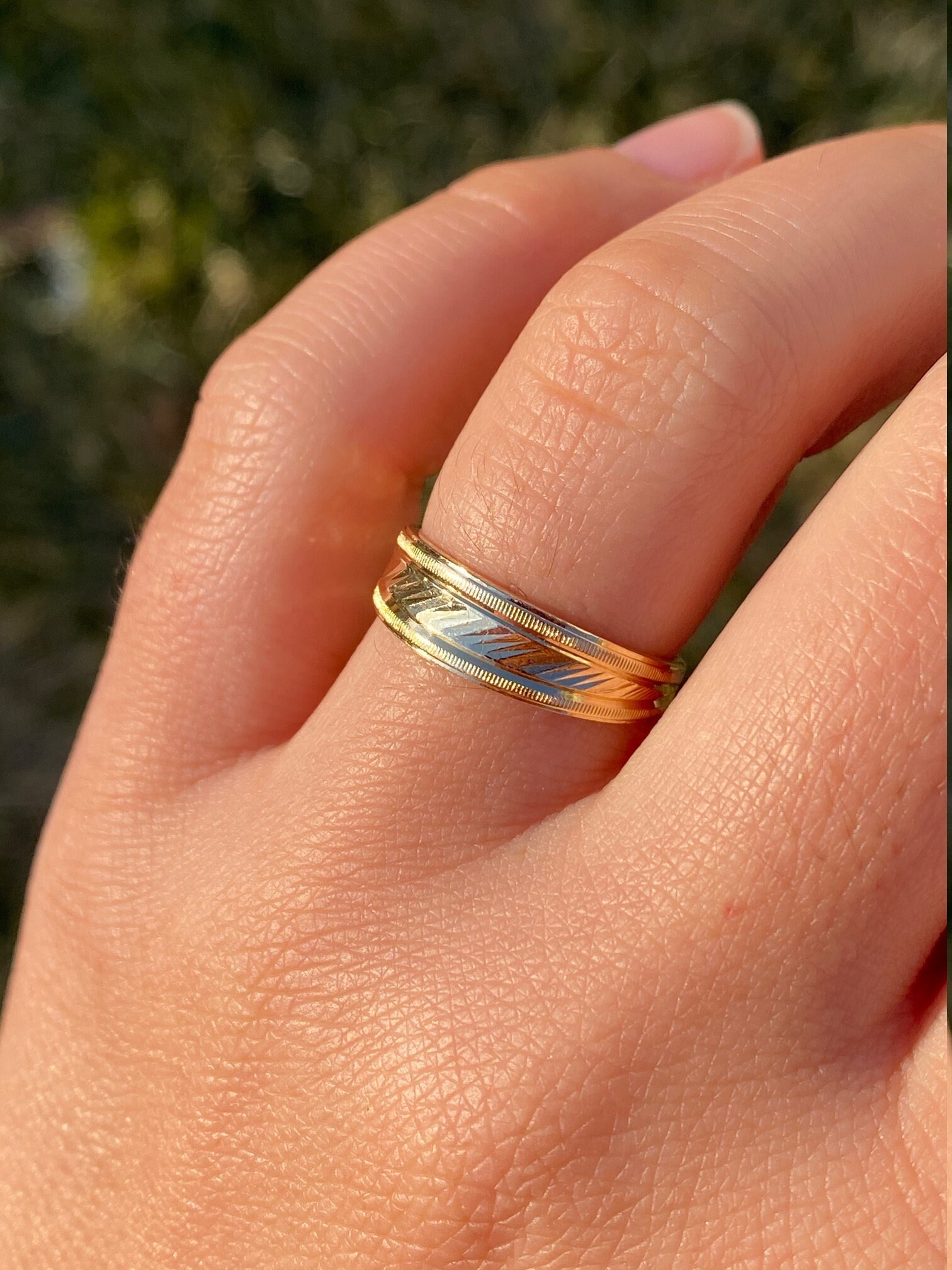 SOLD - The El Monte: Diamond Cut Faceted Band in Yellow Gold - Image 9