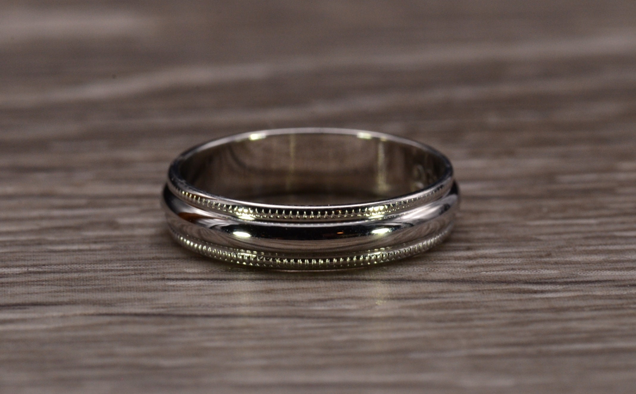 The Kagel Canyon: White Gold Band Finished with Milgrain - Image 3