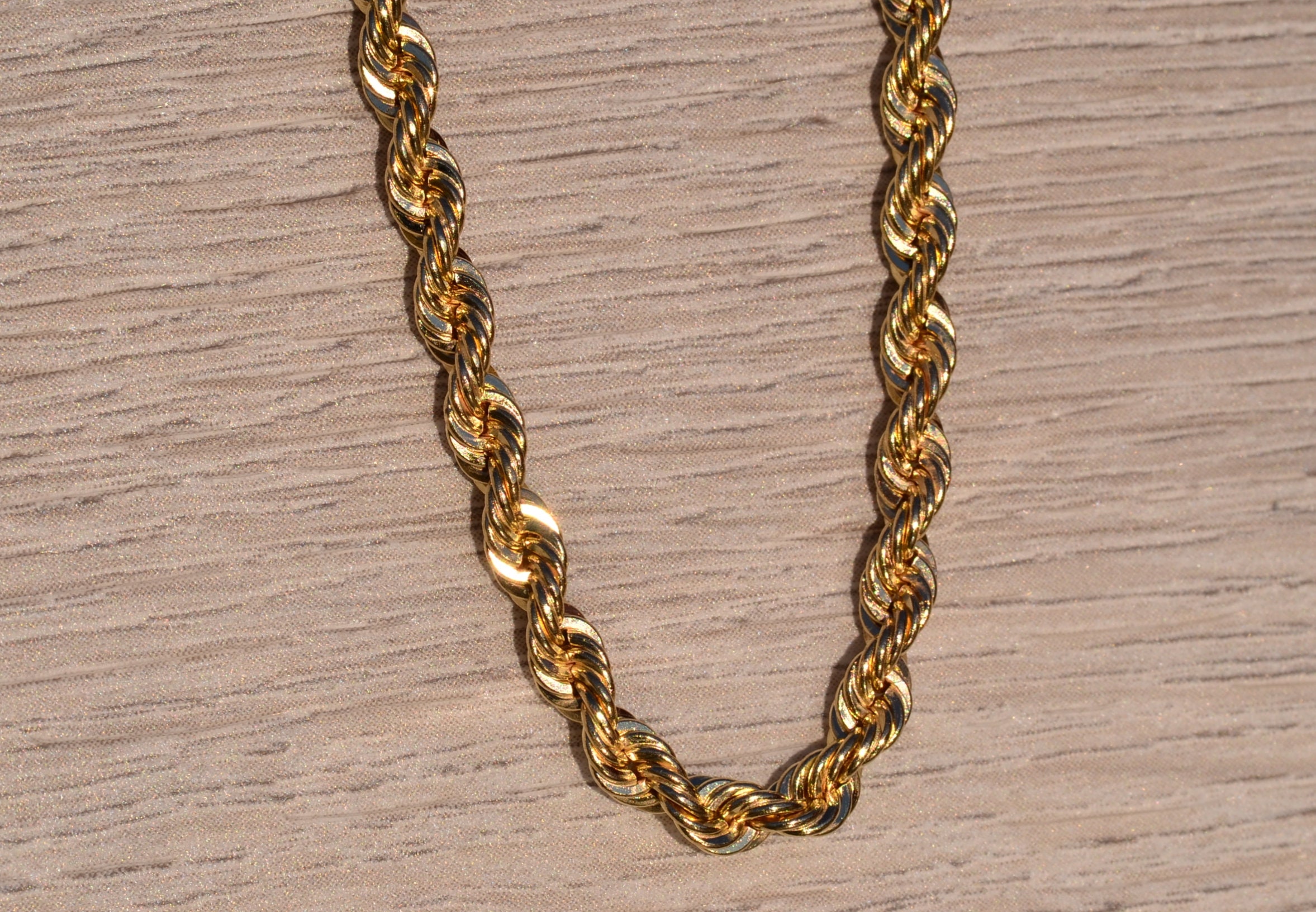 SOLD - The Monroe: Solid Diamond Cut Rope Chain in Yellow Gold - Image 3