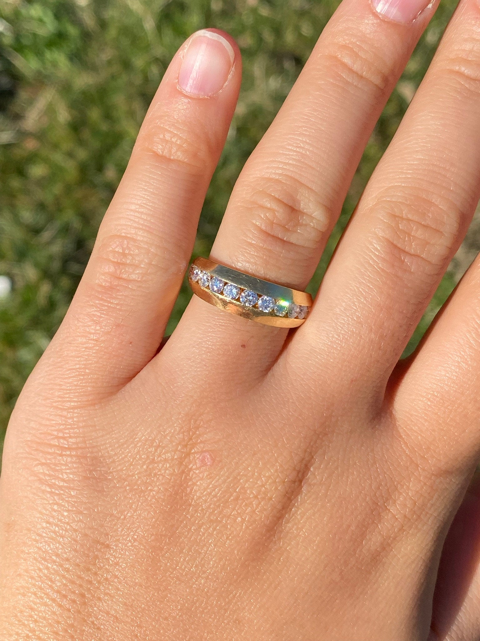 The Narlon: Yellow Gold Band Channel Set With Diamonds - Image 8