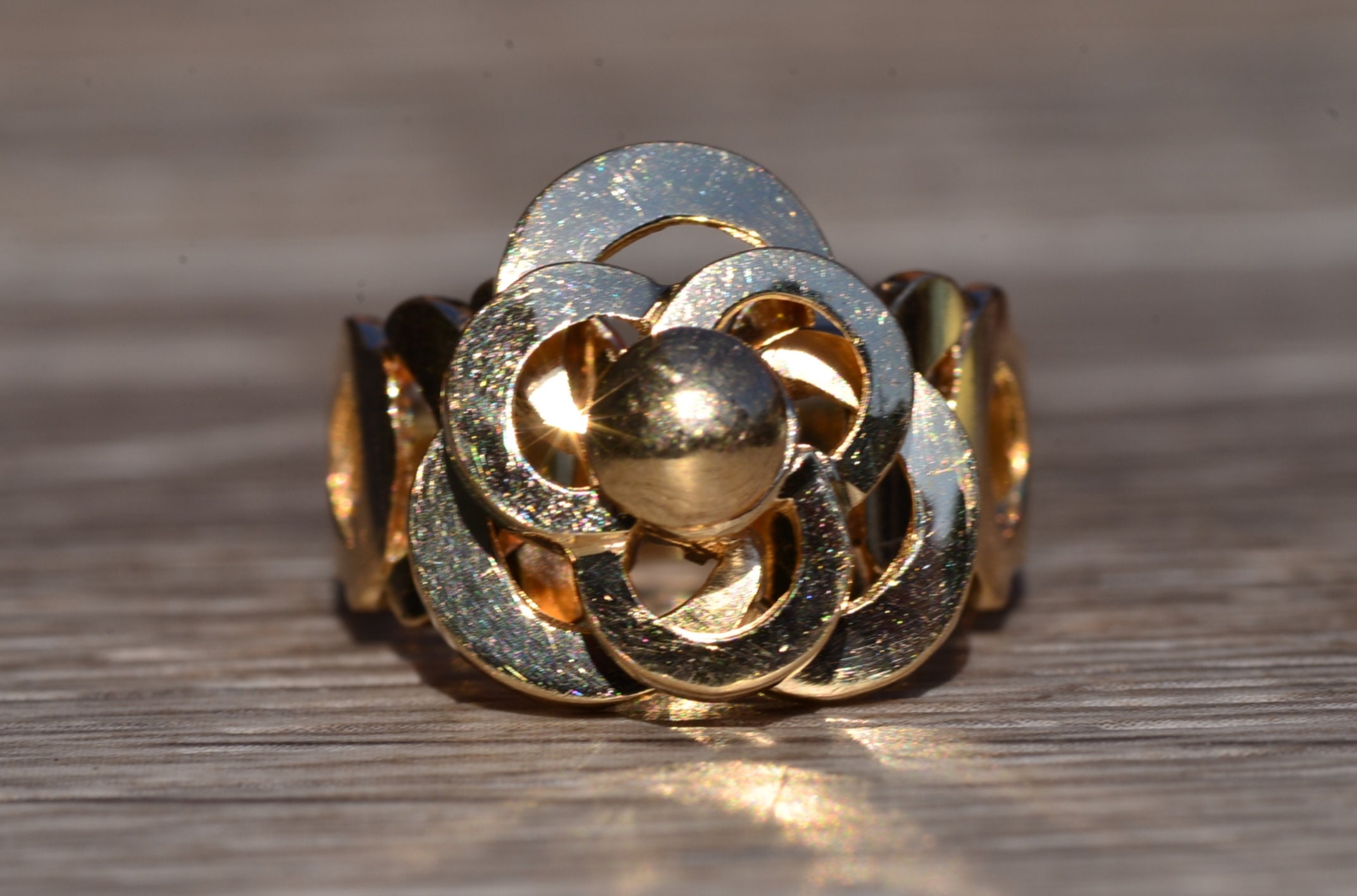 SOLD - The Spinner: Yellow Gold Floral Spinner Ring - Image 7