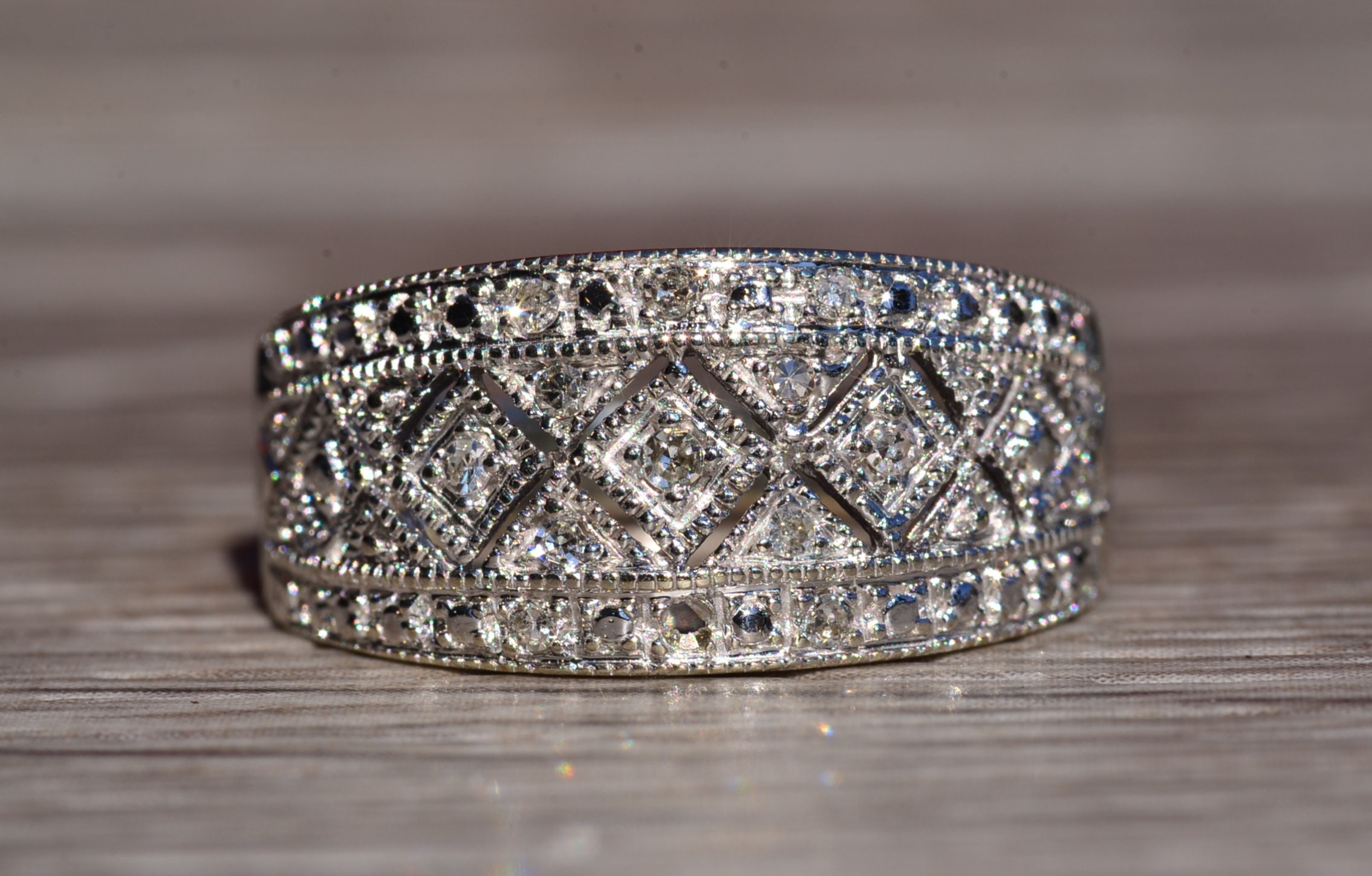 SOLD - The Ragged Point: White Gold Right Hand Ring with Diamonds - Image 7