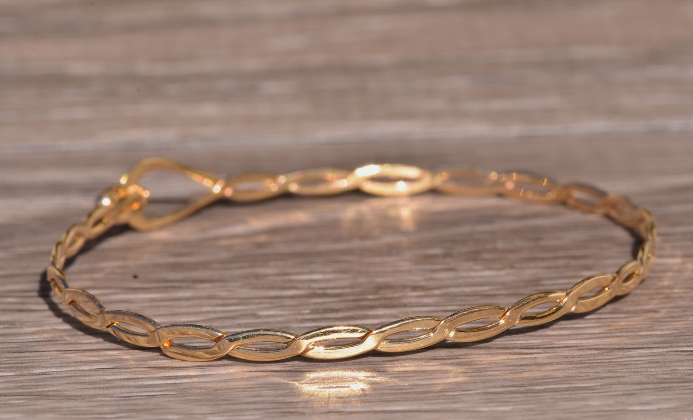 SOLD - The Hutto: Twisted Yellow Gold Bangle Bracelet - Image 4