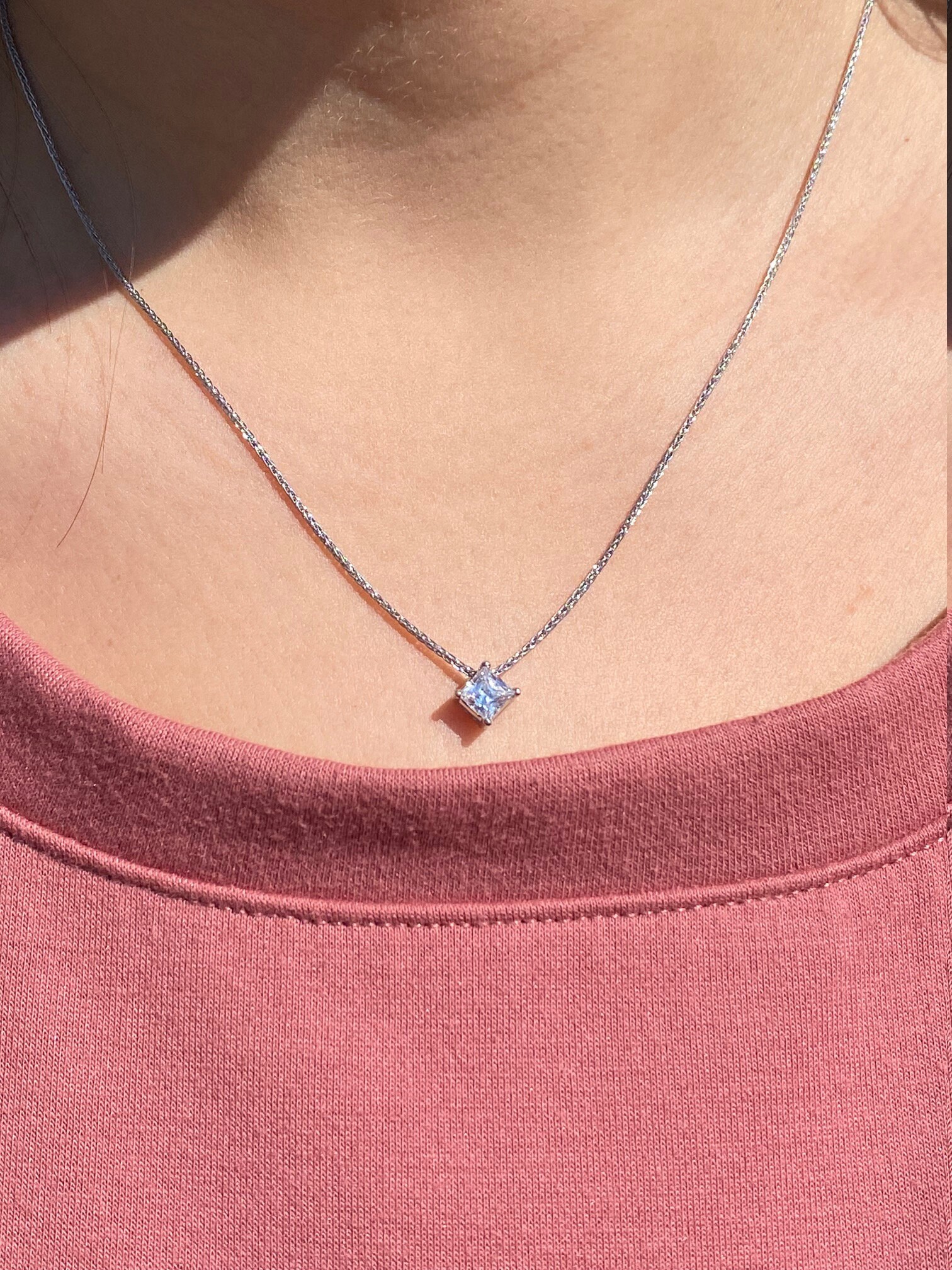 The Spicewood: Platinum Necklace With Solitaire CZ - Image 4