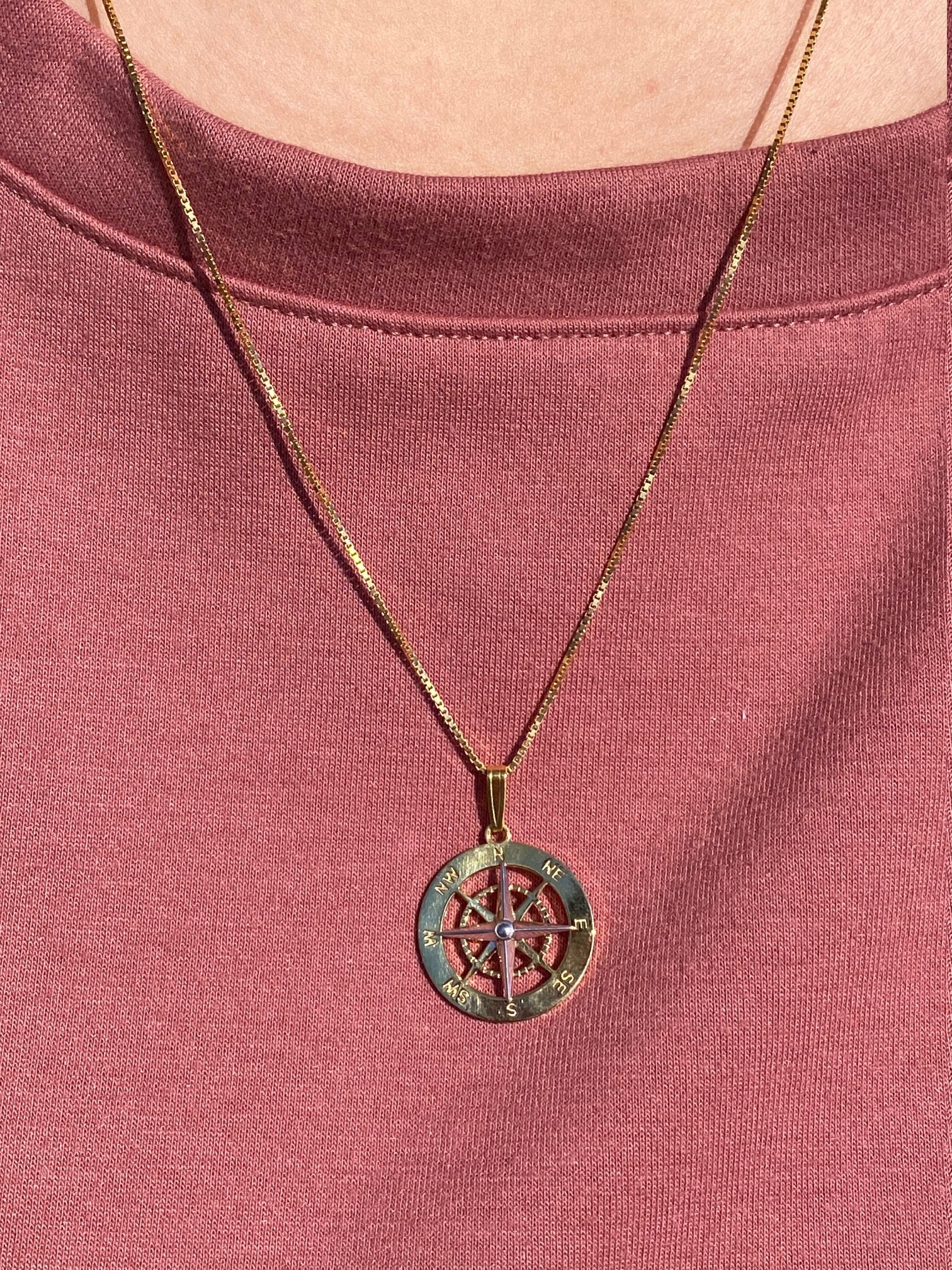 The Compass: 14 Karat Gold Compass Pendant - Image 4