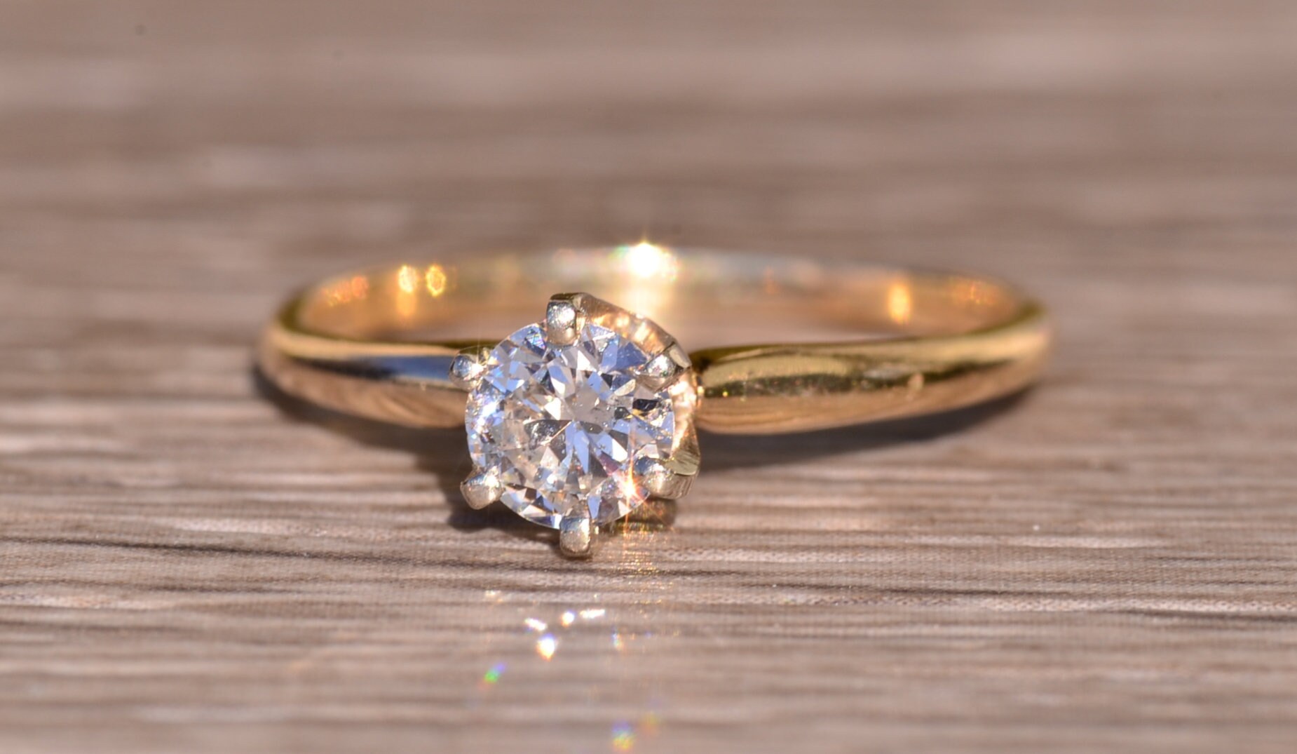 The Dulzura: Old European Cut Diamond Engagement Ring in Yellow Gold - Image 3