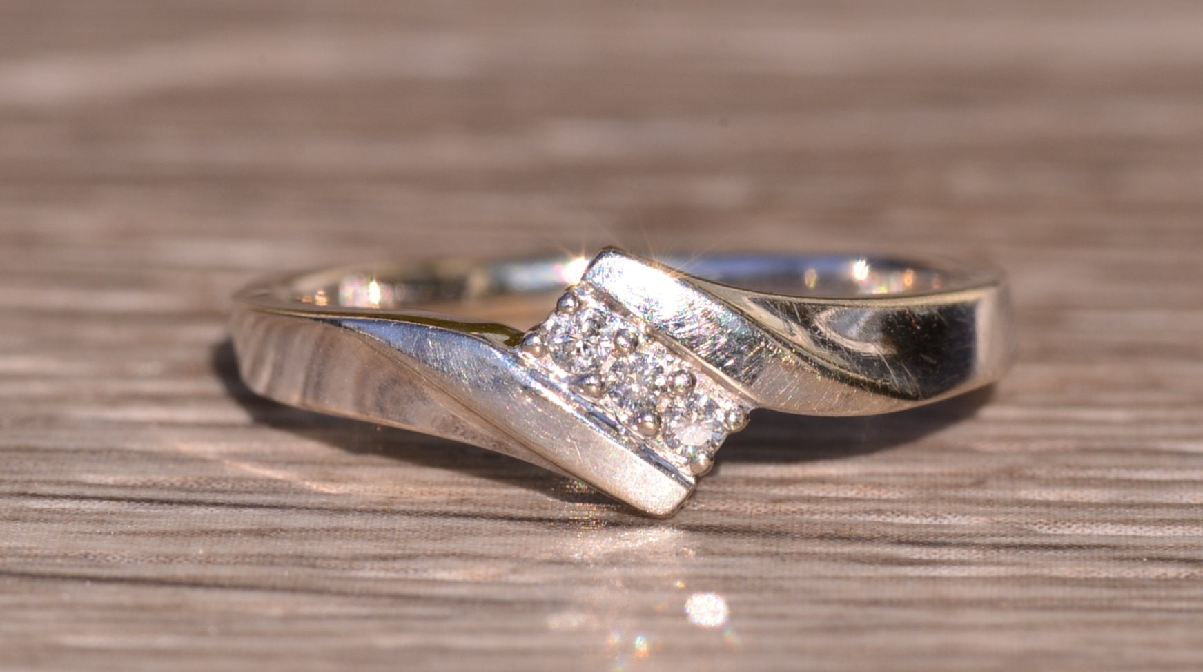 The Blossom Valley: White Gold Bypass Ring with Diamonds - Image 2