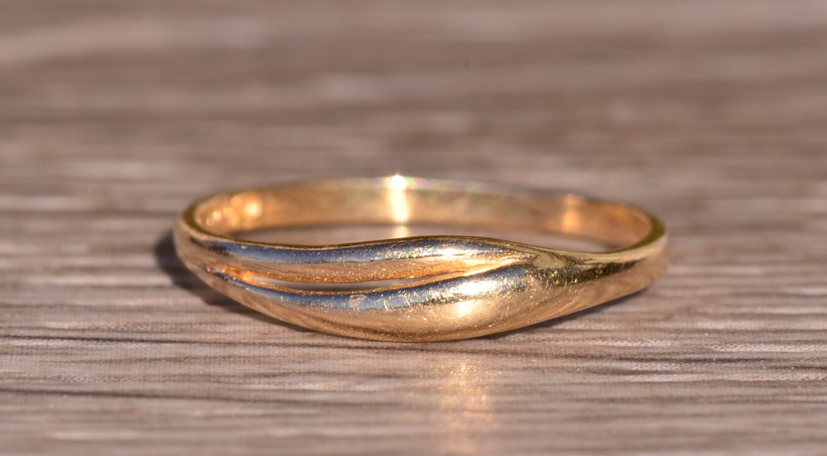 SOLD - The Mira Mesa: Yellow Gold Petite Hug Ring - Image 2