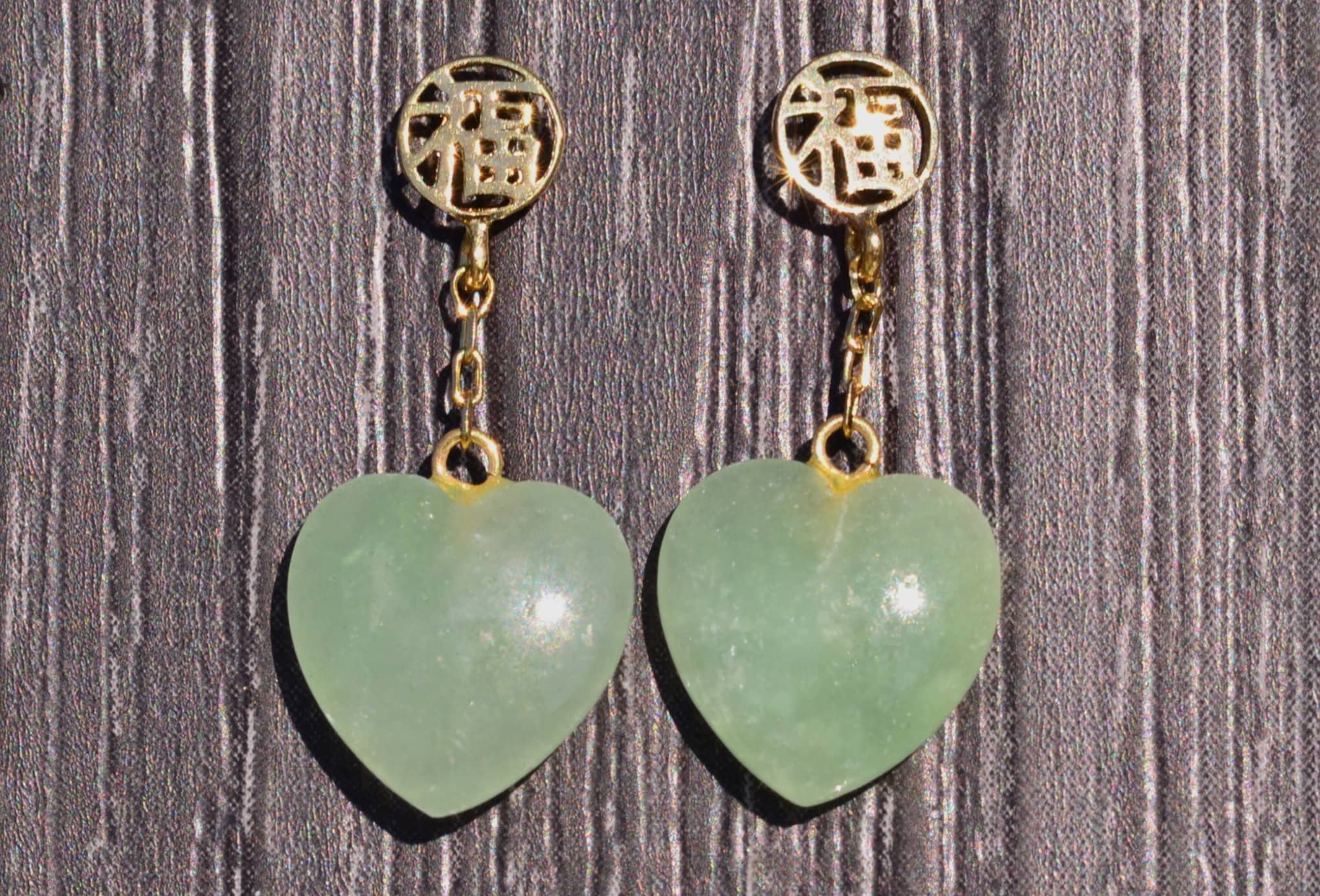 The Blessings: Jade Earrings in Yellow Gold - Image 2