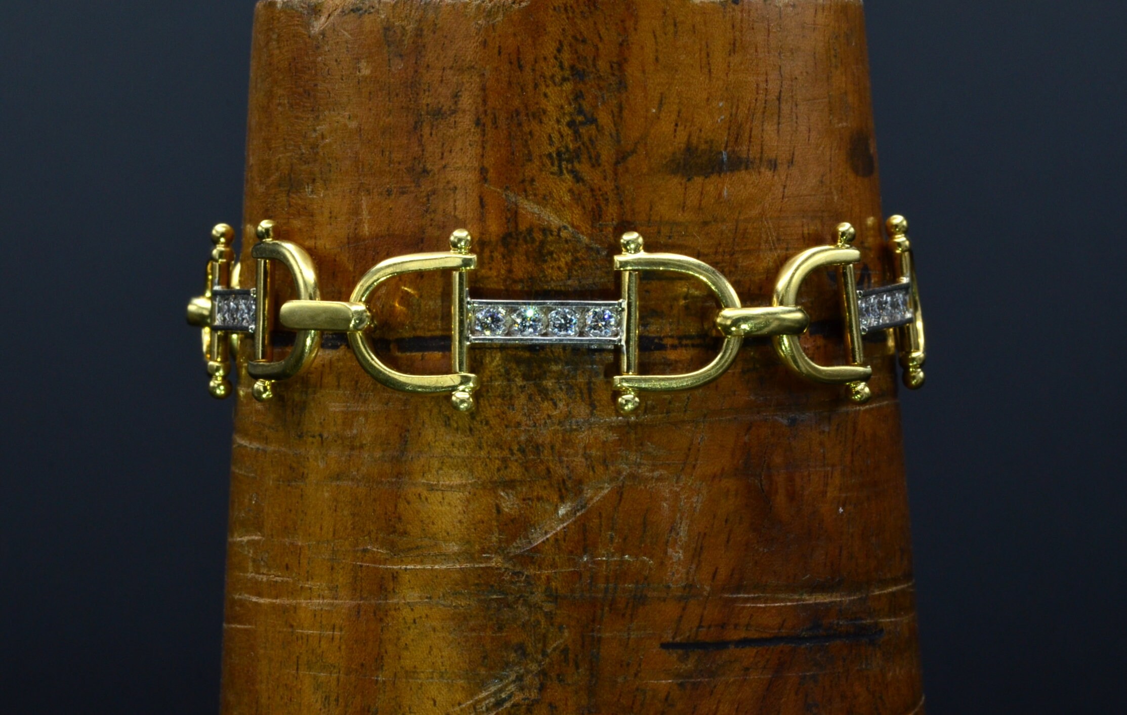 The Monarch Beach: Two Tone Horse Bit Bracelet With Diamonds - Image 4