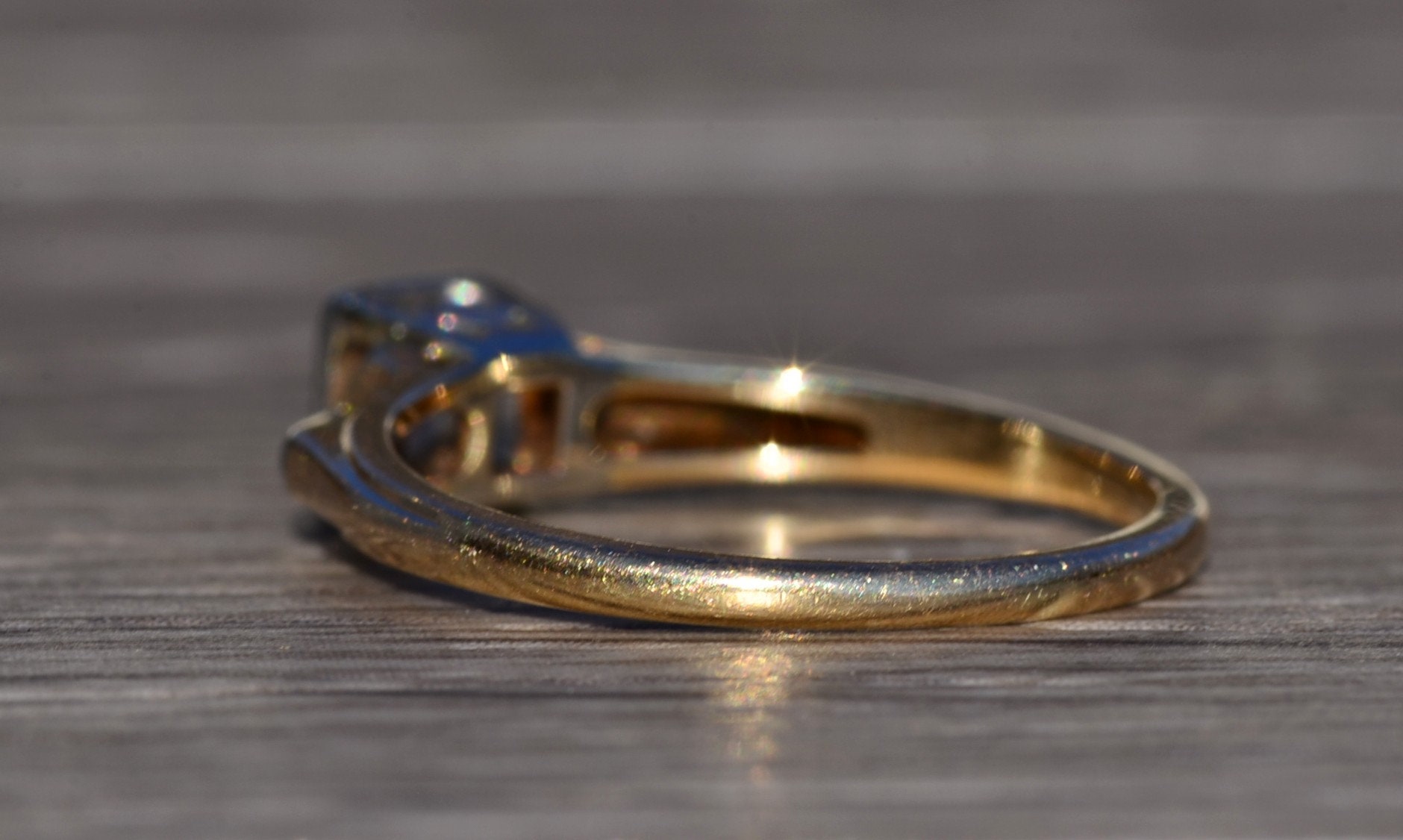 The Acorn: Antique Solitaire Engagement Ring in White and Yellow Gold - Image 4