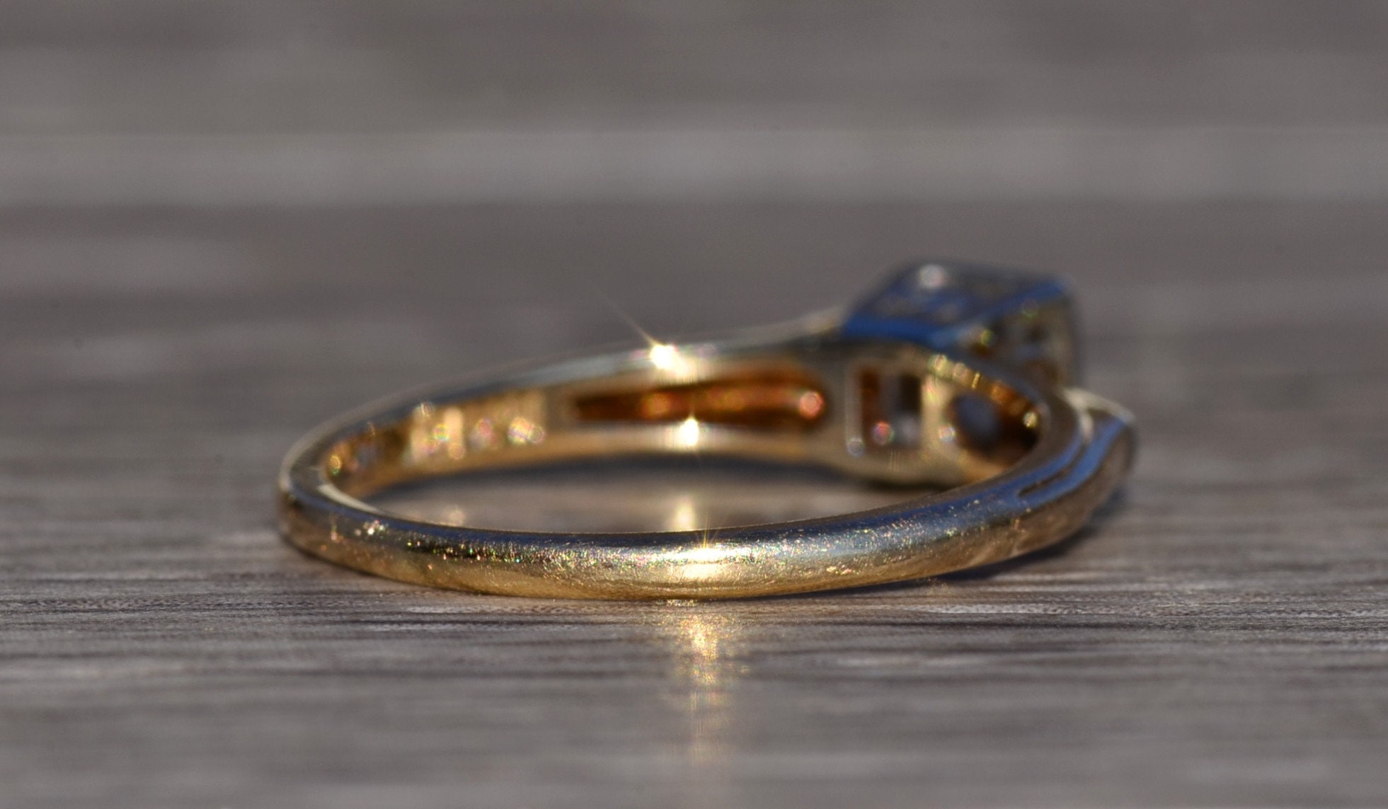 The Acorn: Antique Solitaire Engagement Ring in White and Yellow Gold - Image 5