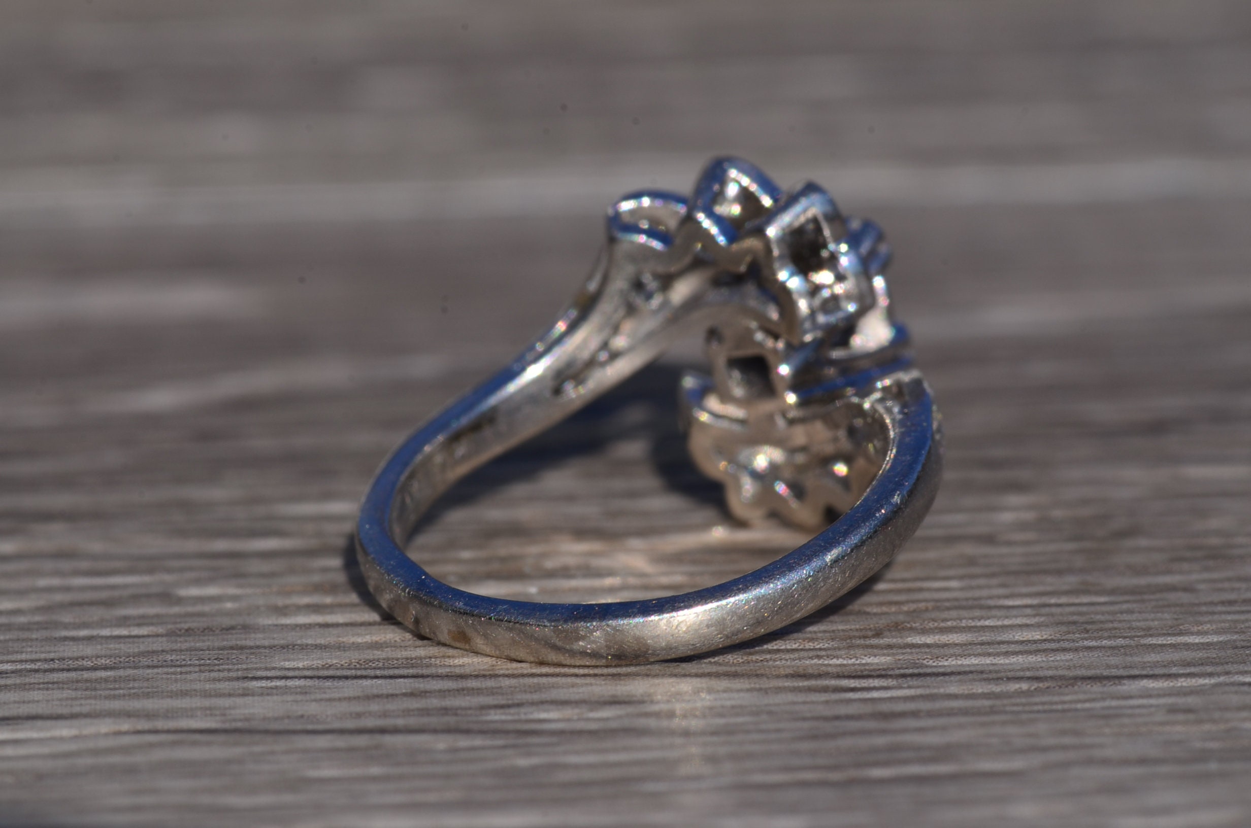 The Mission Hills: Antique Platinum Bypass Engagement Ring - Image 5