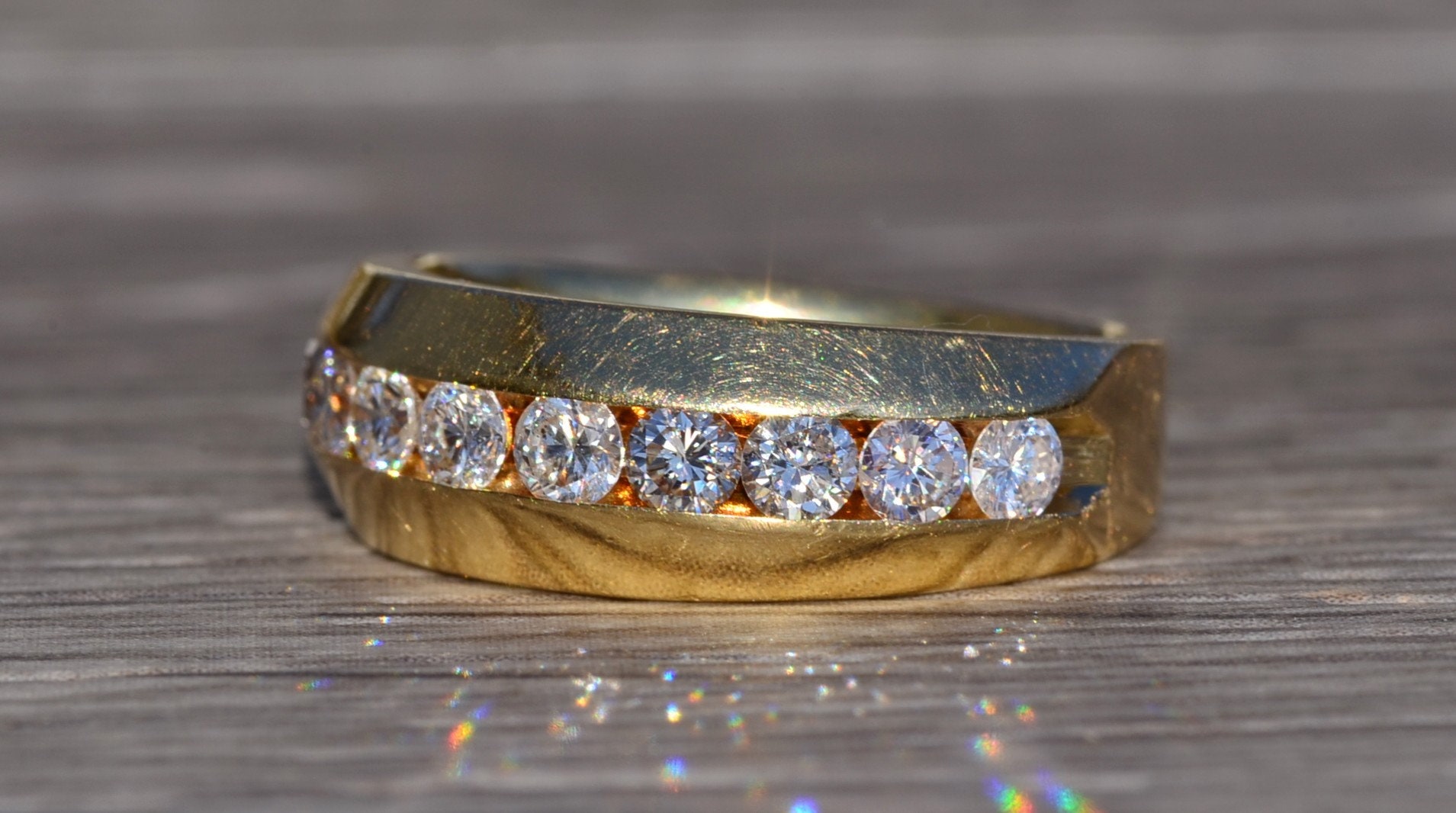 The Narlon: Yellow Gold Band Channel Set With Diamonds - Image 3