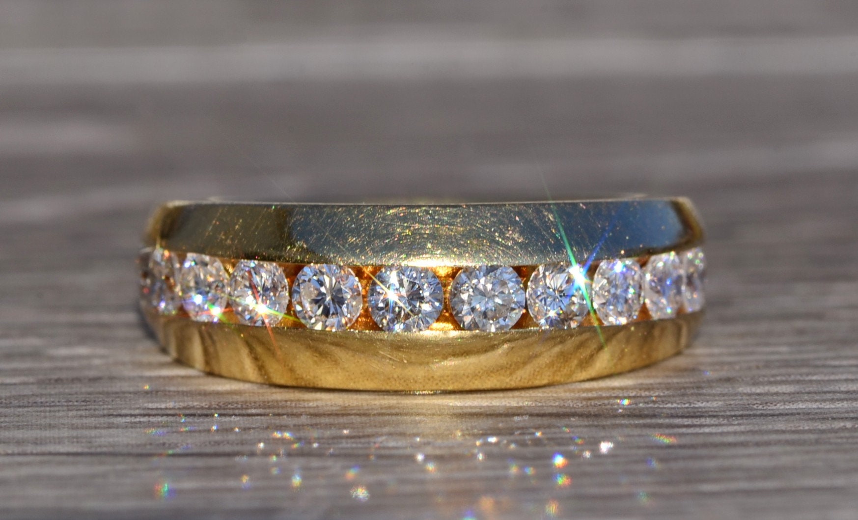 The Narlon: Yellow Gold Band Channel Set With Diamonds - Image 7