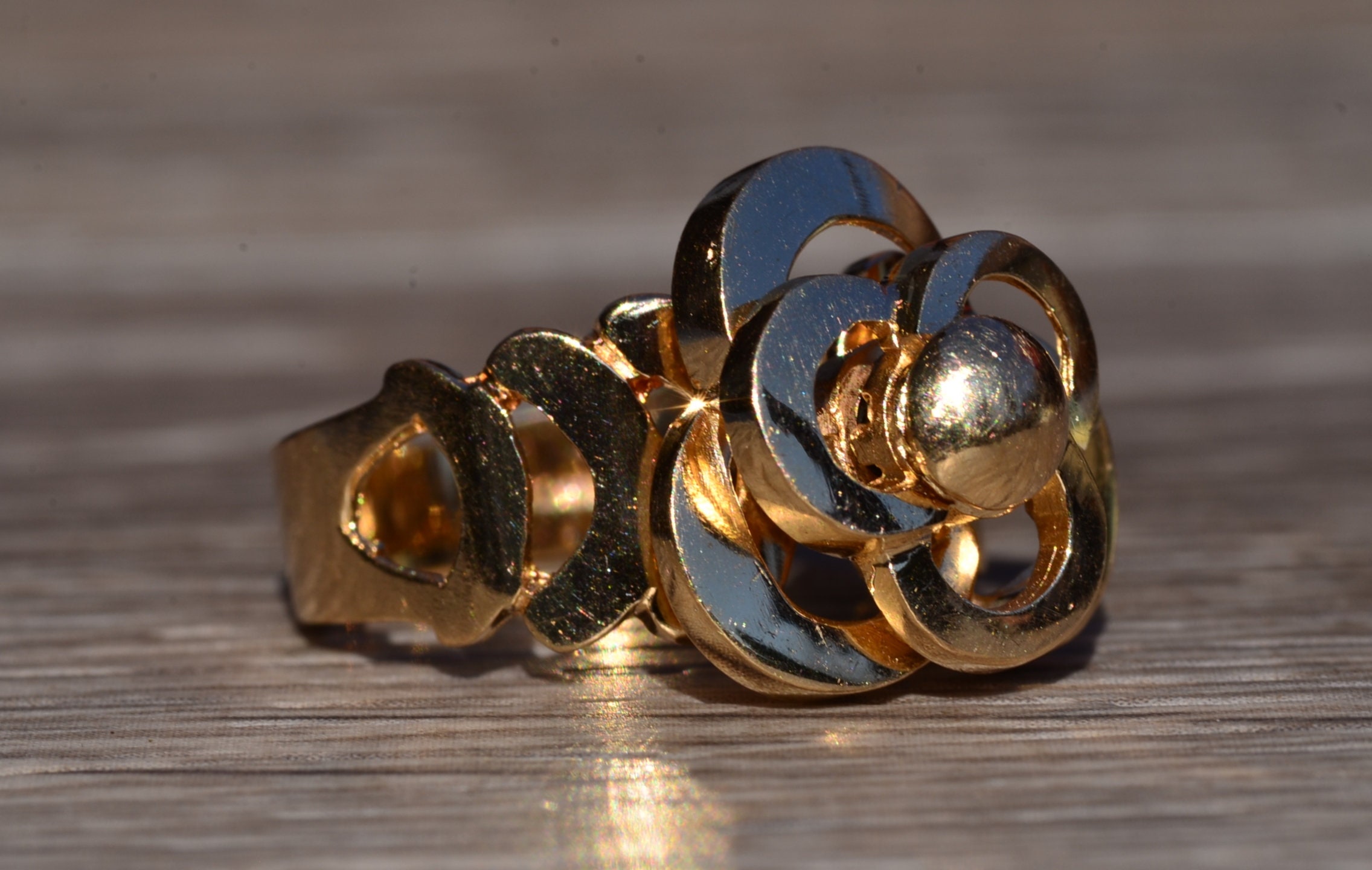 SOLD - The Spinner: Yellow Gold Floral Spinner Ring - Image 6