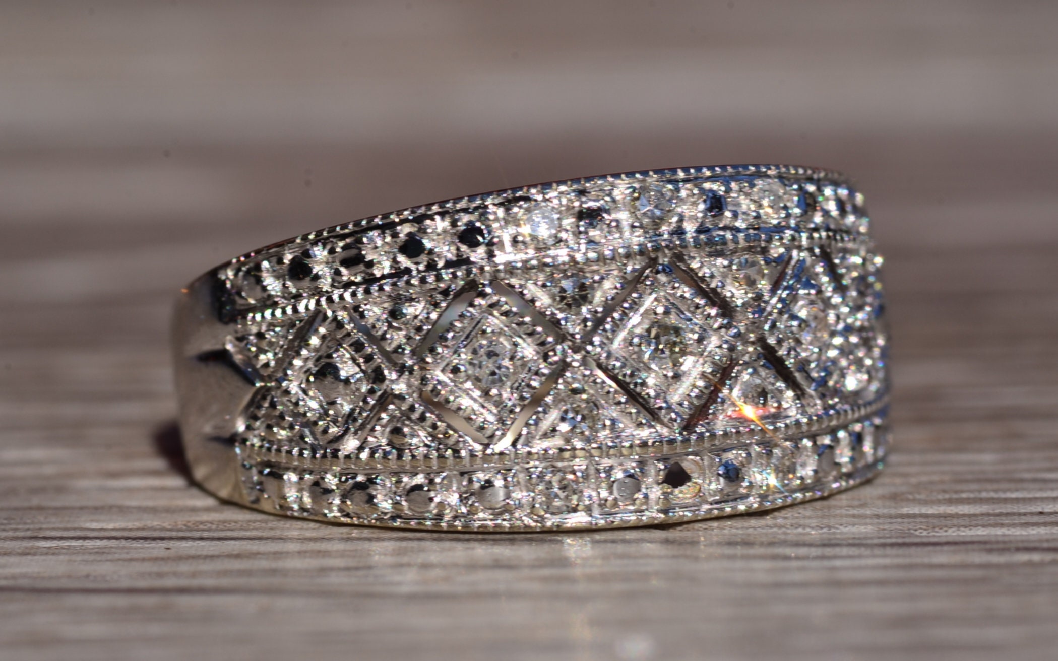 SOLD - The Ragged Point: White Gold Right Hand Ring with Diamonds - Image 6