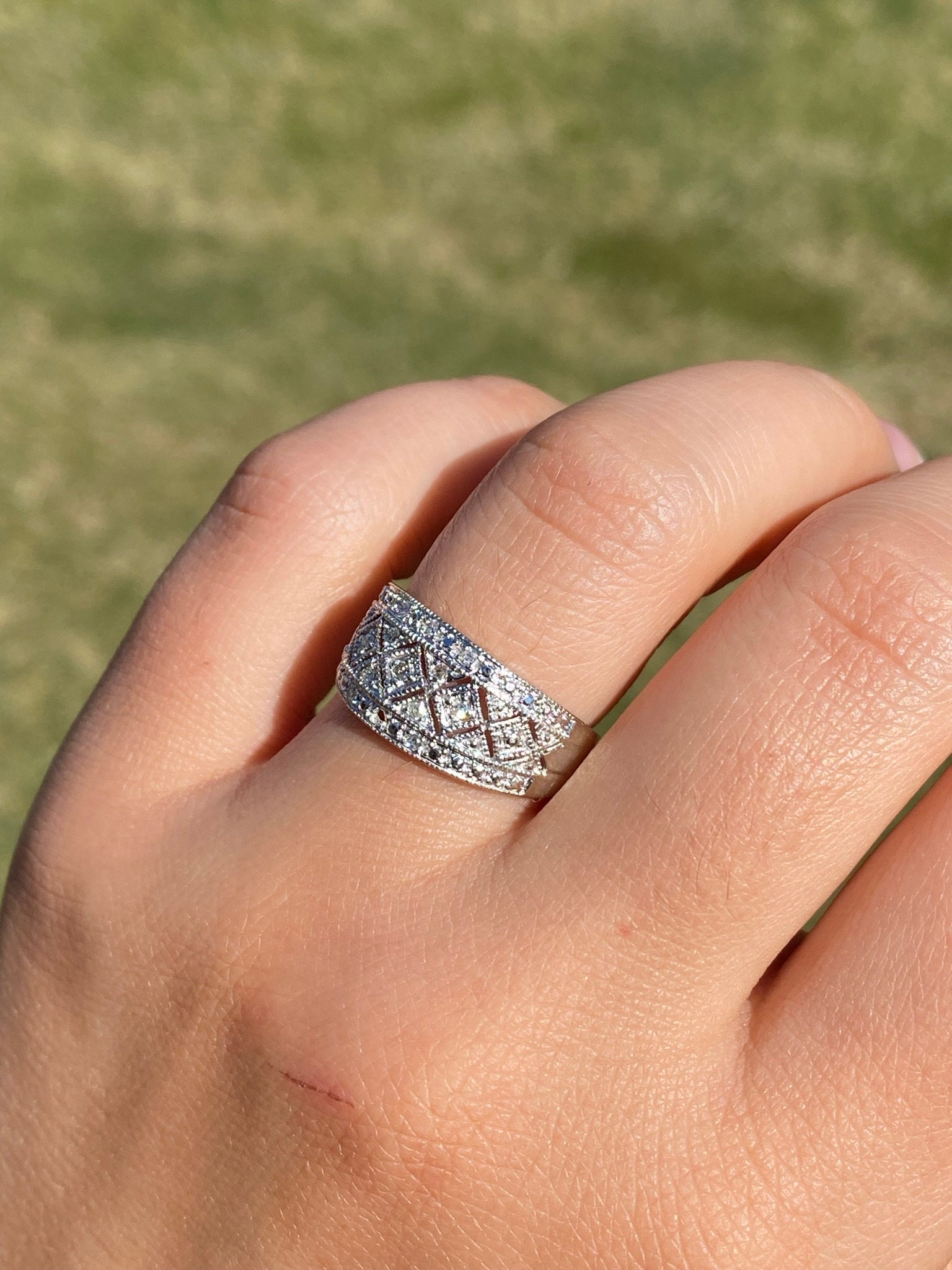 SOLD - The Ragged Point: White Gold Right Hand Ring with Diamonds - Image 9
