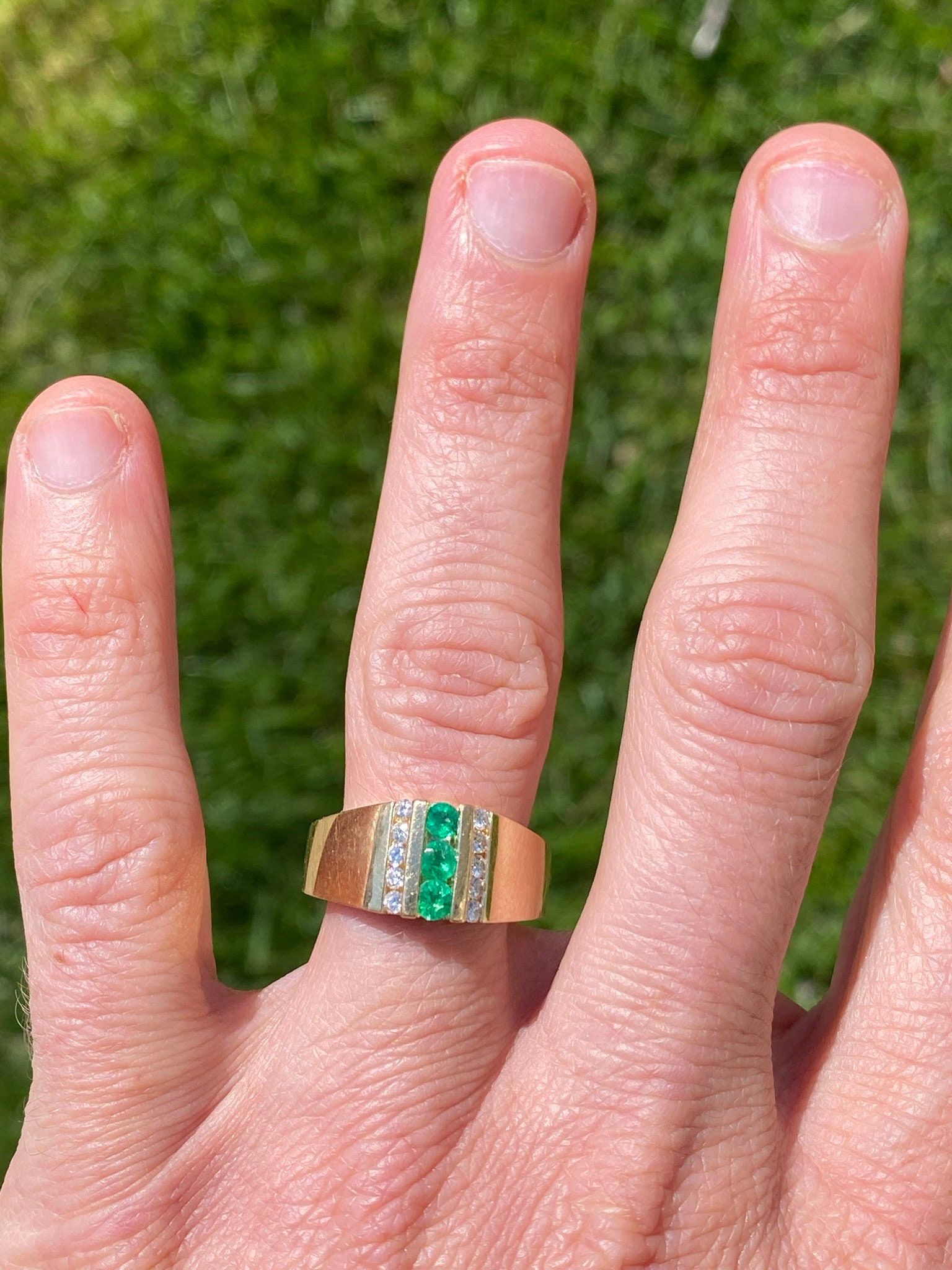 The Geraldton Colombian Emerald and Diamond Ring in Yellow Gold Jewelry Memo
