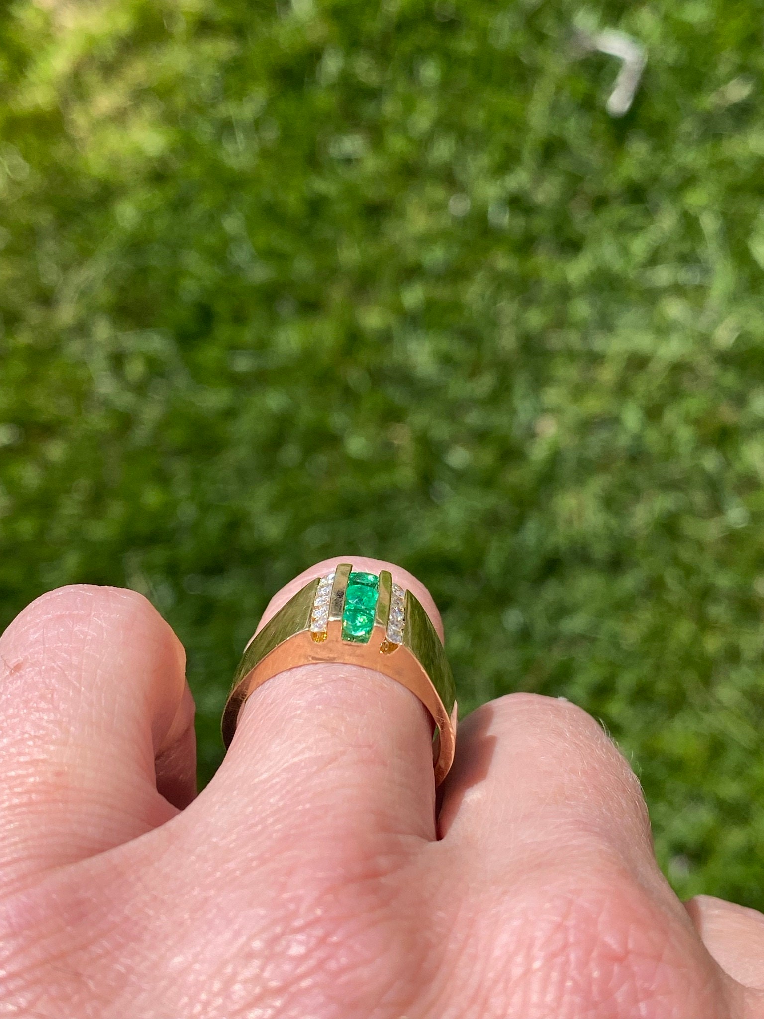 The Geraldton Colombian Emerald and Diamond Ring in Yellow Gold Jewelry Memo