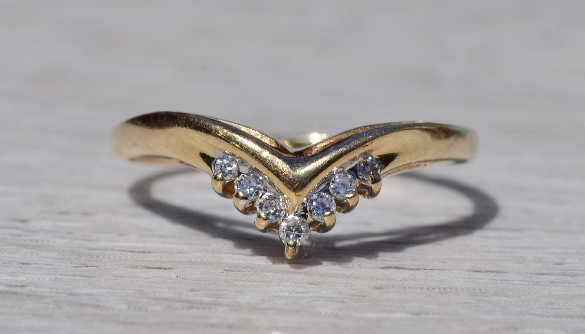 SOLD - The Gibara: Ladies 14K Diamond Chevron Style Band - Image 2