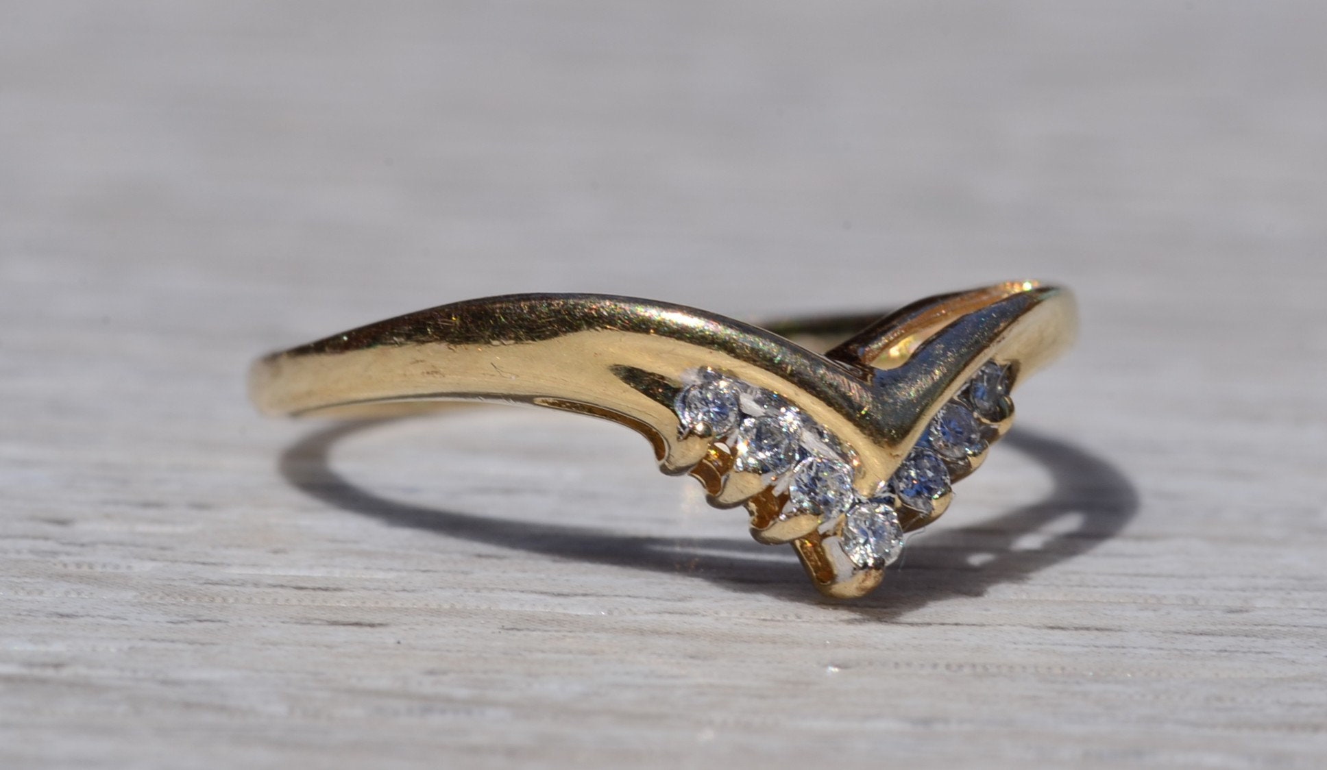 SOLD - The Gibara: Ladies 14K Diamond Chevron Style Band - Image 6
