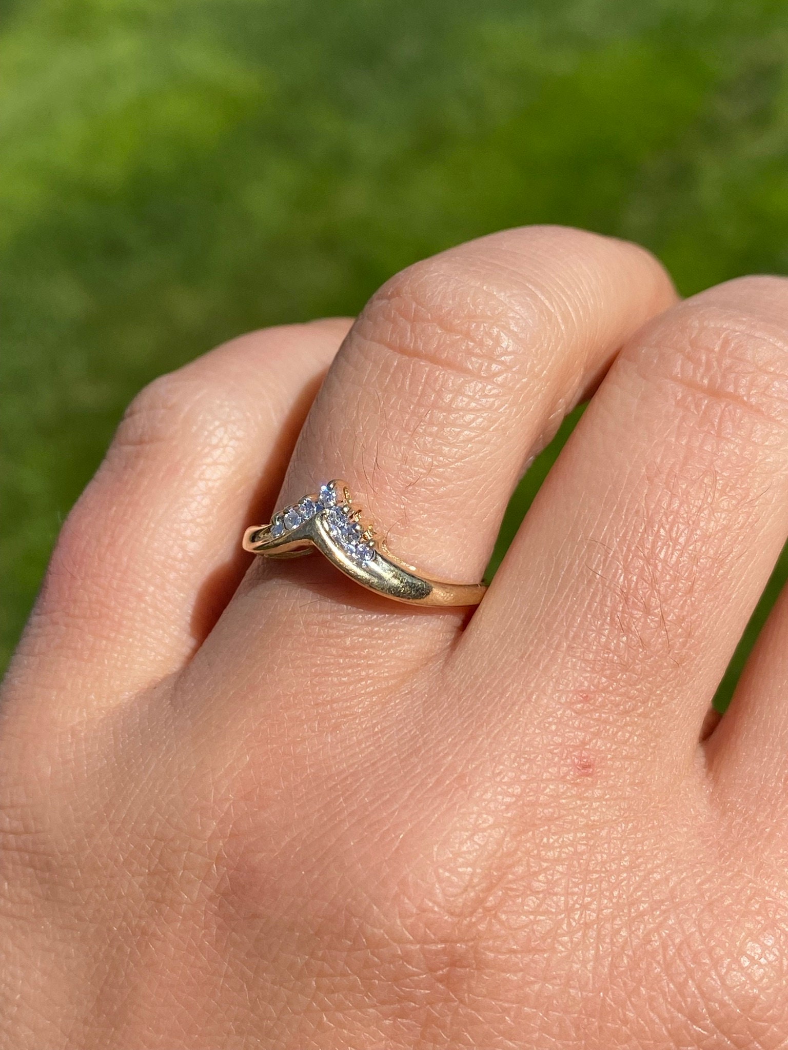 SOLD - The Gibara: Ladies 14K Diamond Chevron Style Band - Image 9