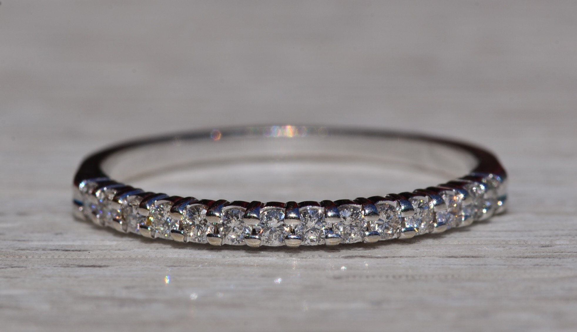 The Elizaville: Ladies 14K White Gold Diamond Half Eternity Band - Image 2