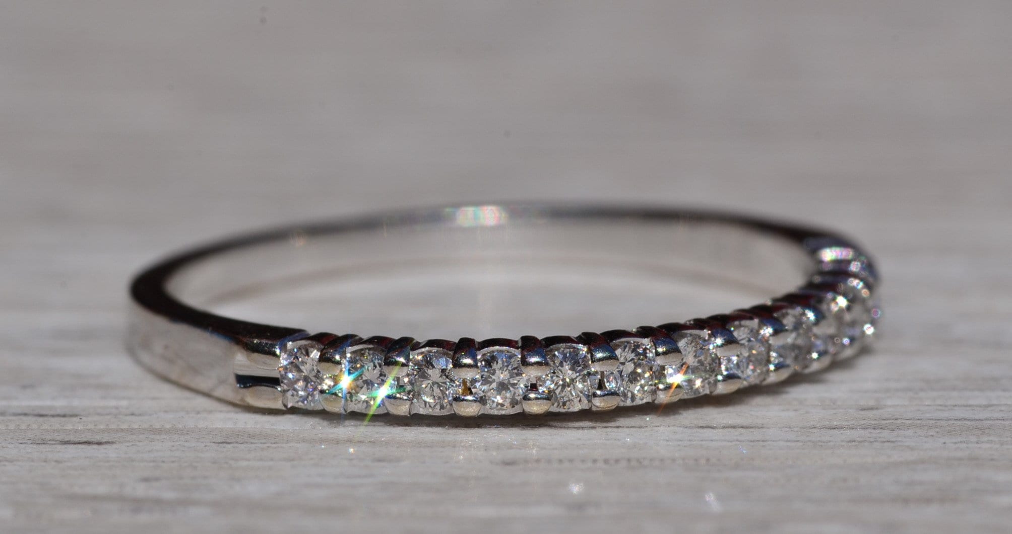 The Elizaville: Ladies 14K White Gold Diamond Half Eternity Band - Image 6