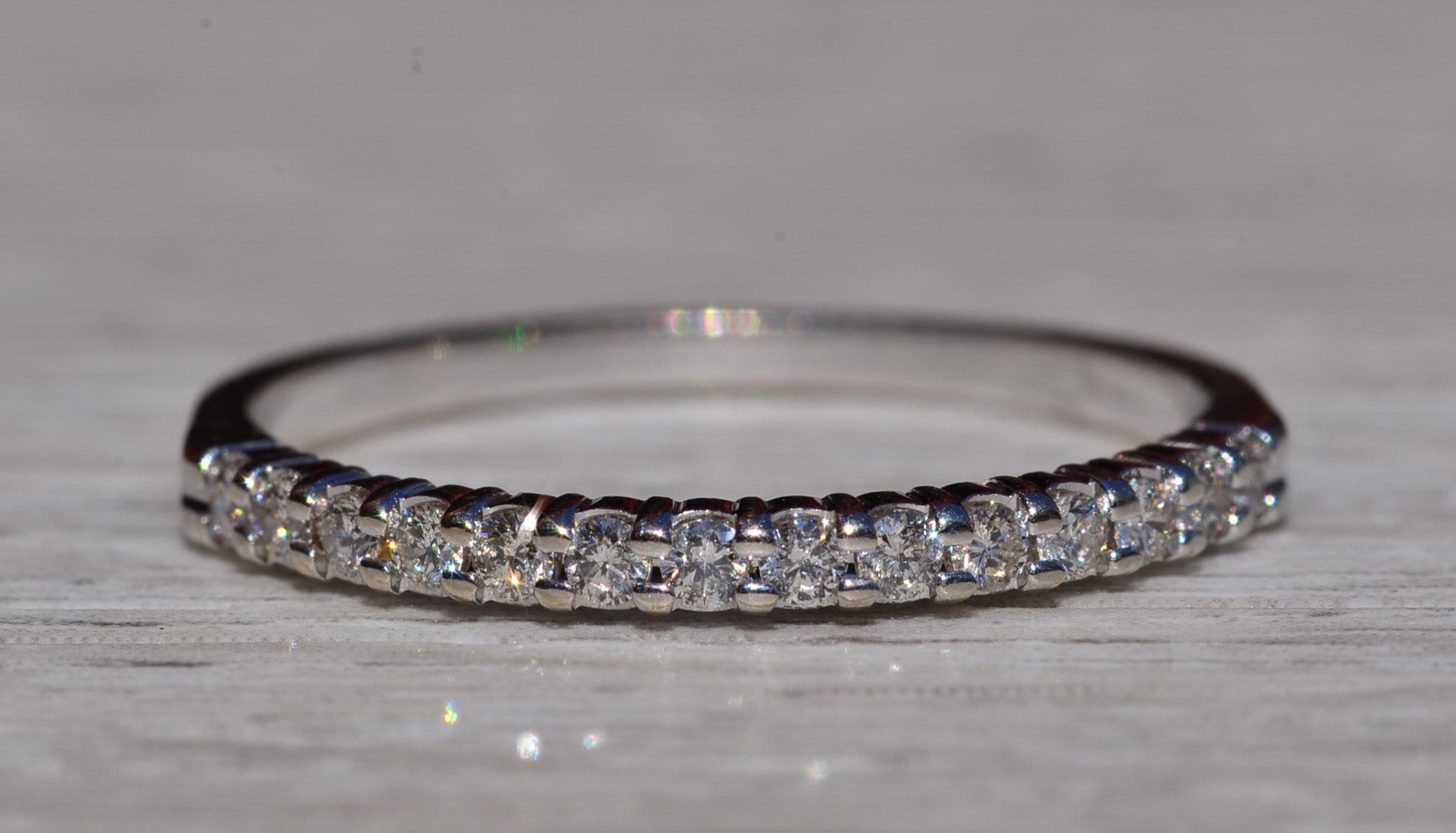 The Elizaville: Ladies 14K White Gold Diamond Half Eternity Band - Image 8