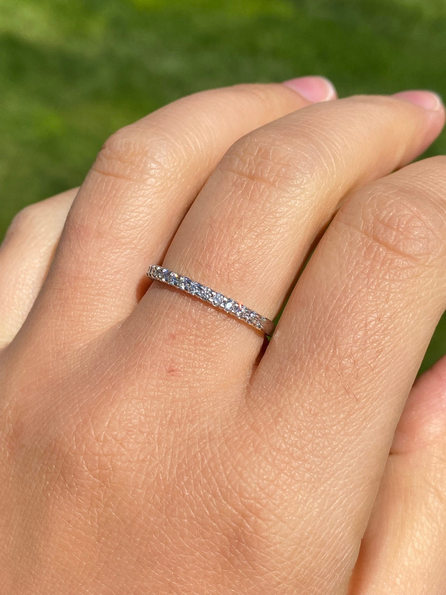 The Elizaville: Ladies 14K White Gold Diamond Half Eternity Band - Image 9