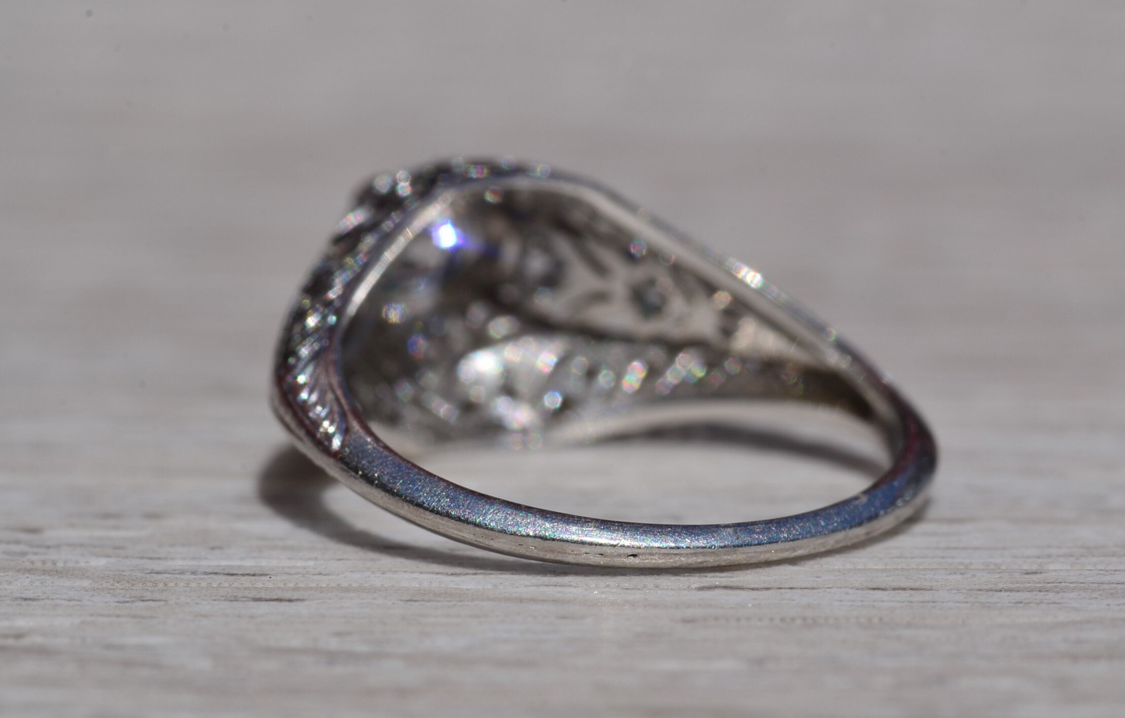 The Kitts Hill: Antique Ladies Platinum Engagement Ring set with Diamonds - Image 4