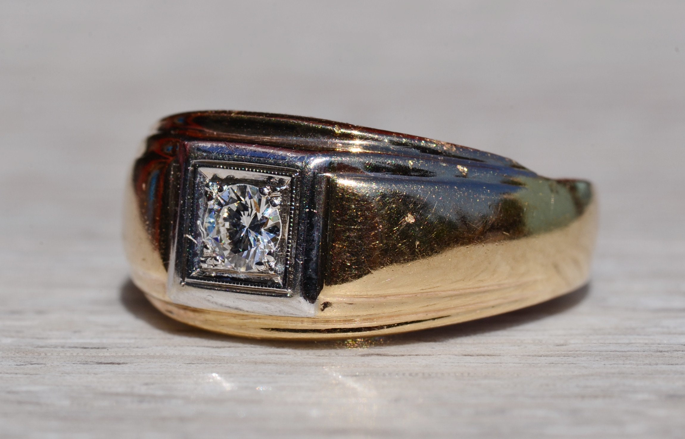 The Delbarton: Gentleman's 14K Yellow Gold Diamond Ring - Image 3
