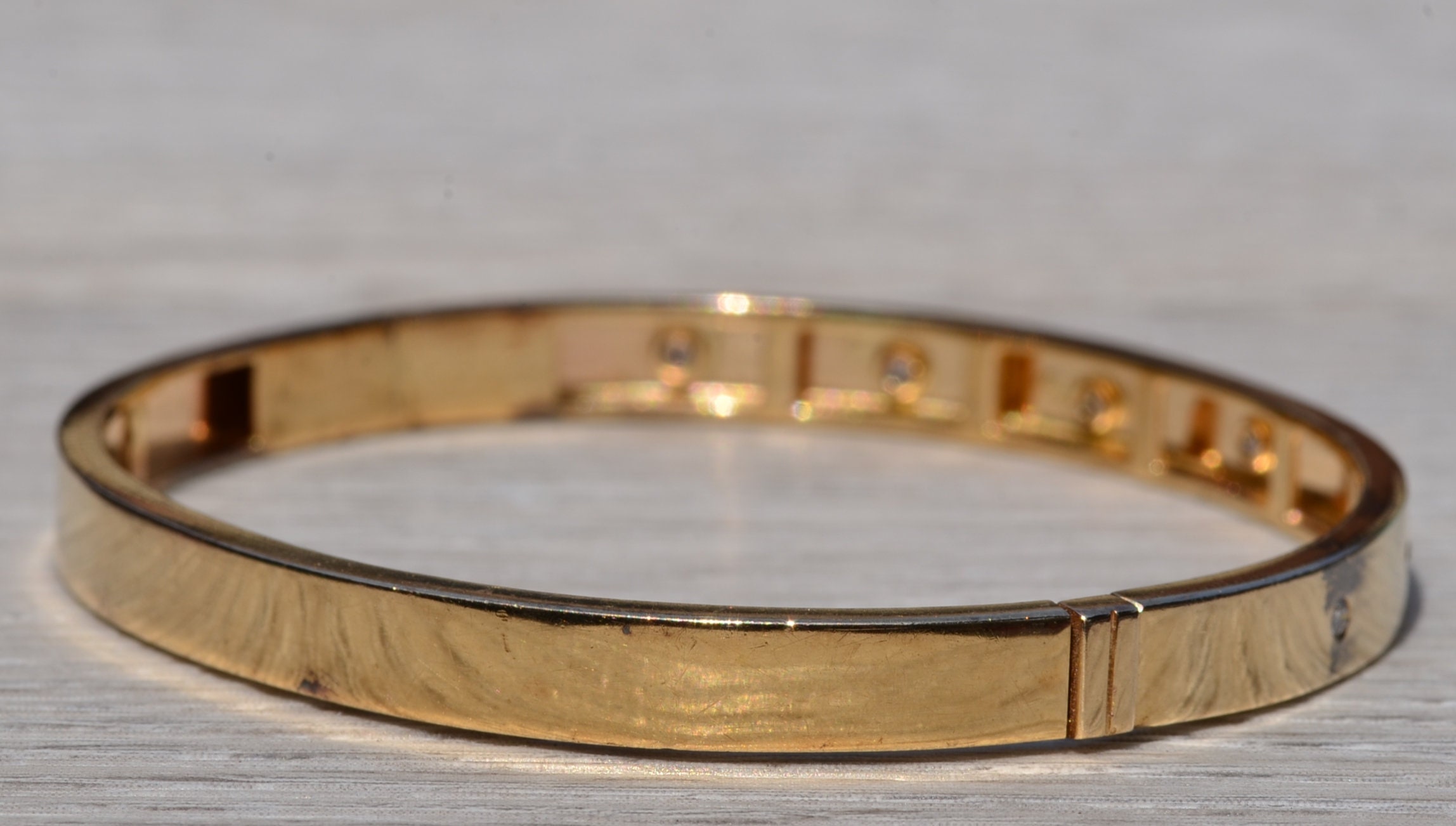 The Bakersfield: Yellow Gold Diamond Station Bangle - Image 5